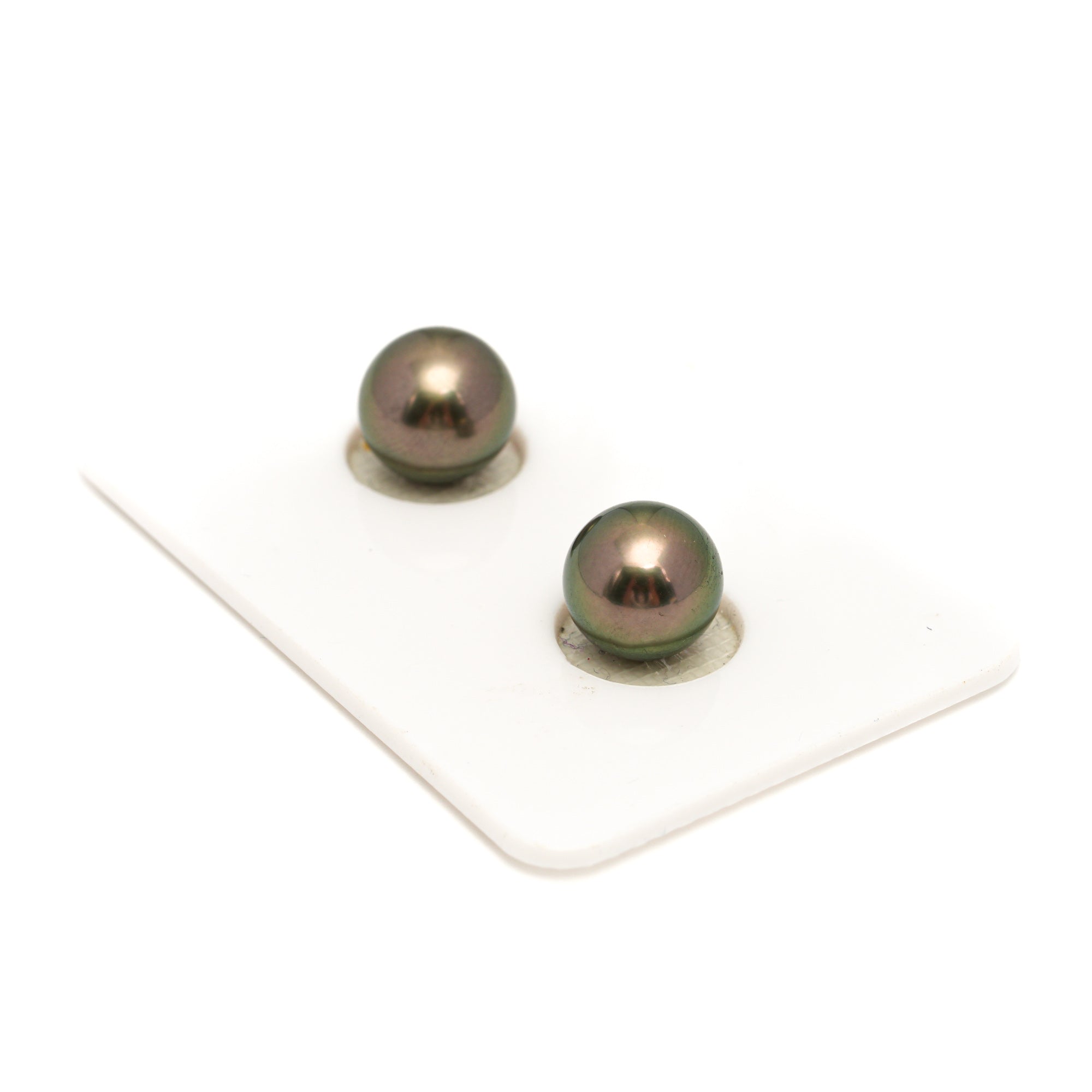 2pcs Olive Green 9-9.2mm - SR AAA Quality Tahitian Pearl Pair ER1837 OR13