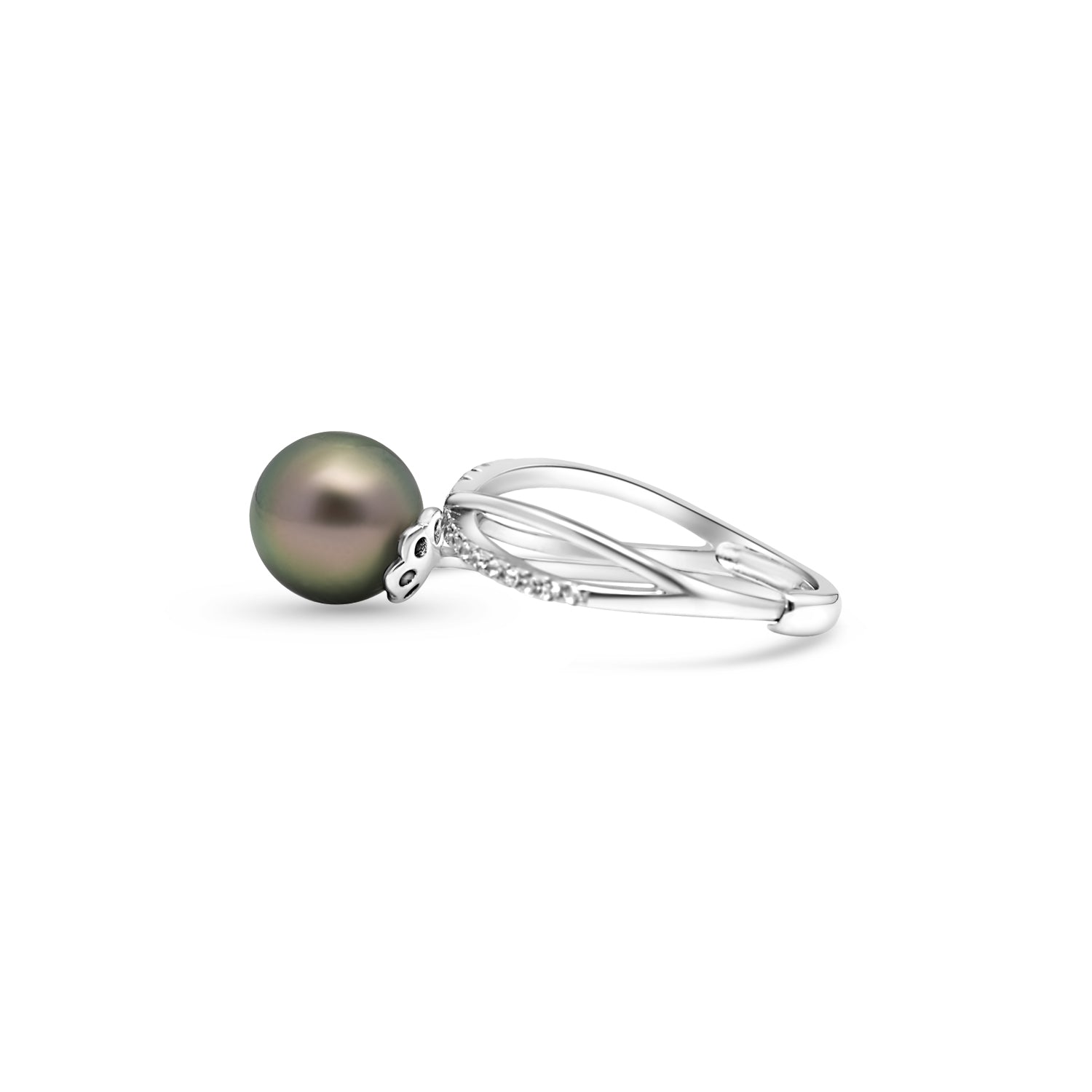 925 Sterling Silver Tahitian Pearl Ring SHM1454 THMIX1