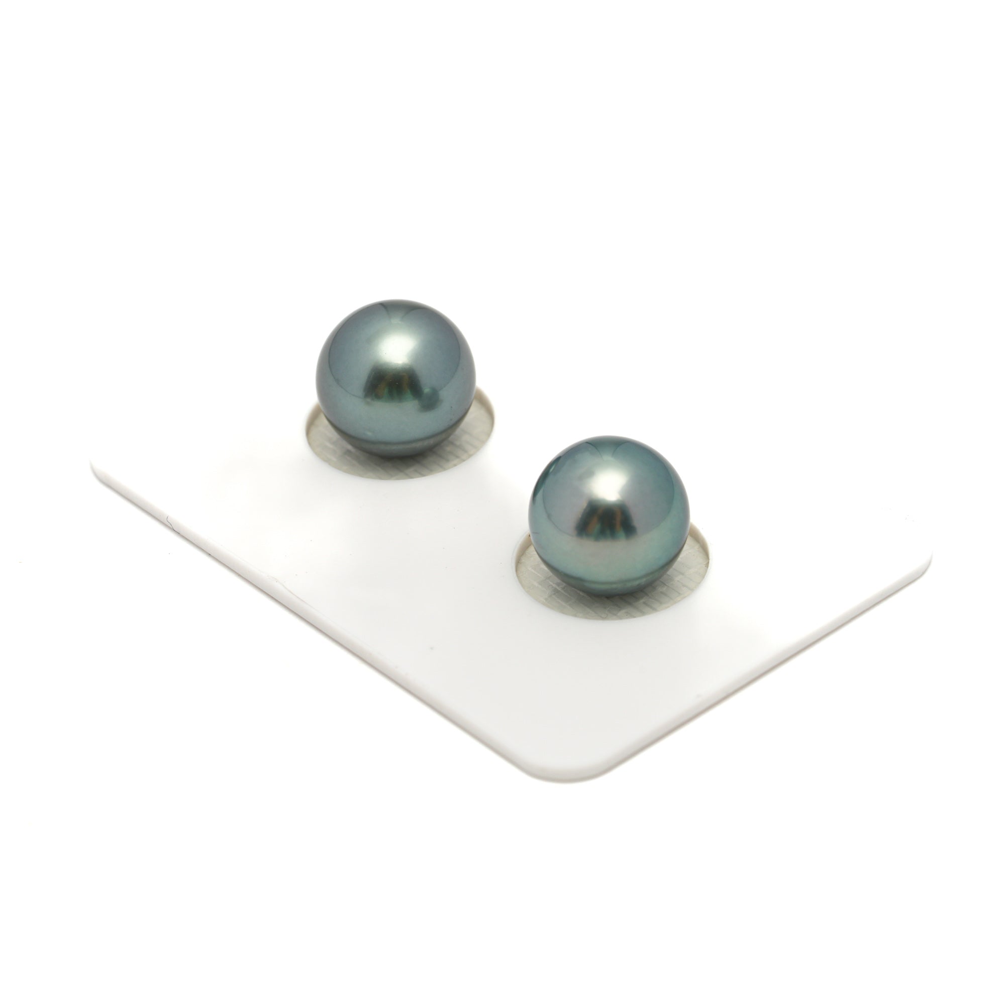 2pcs Blue Green 10.1-10.4mm - RSR AAA/AA Quality Tahitian Pearl Pair ER1701 OR12