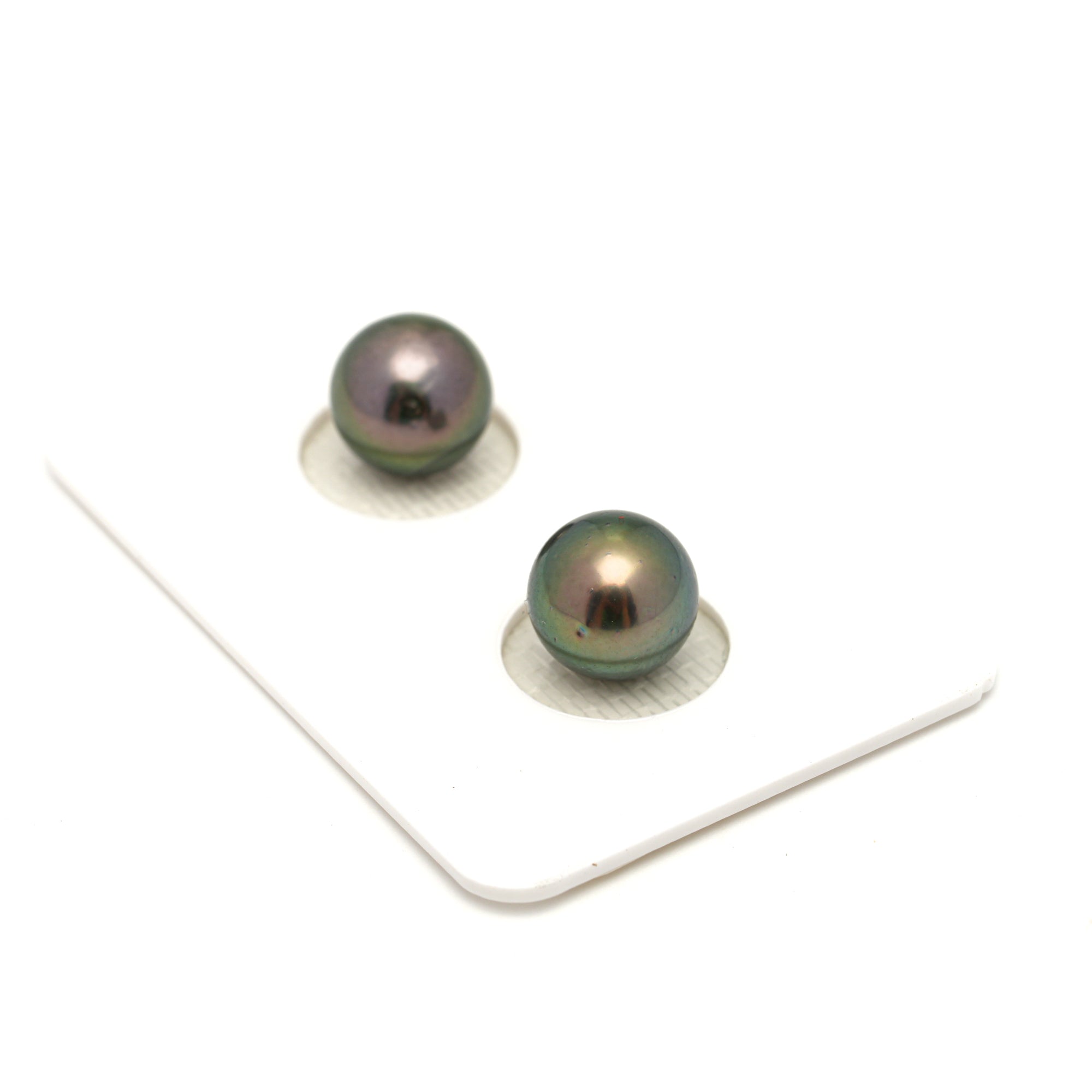 2pcs Peacock 9.1-9.2mm - RSR AA Quality Tahitian Pearl Pair ER1743