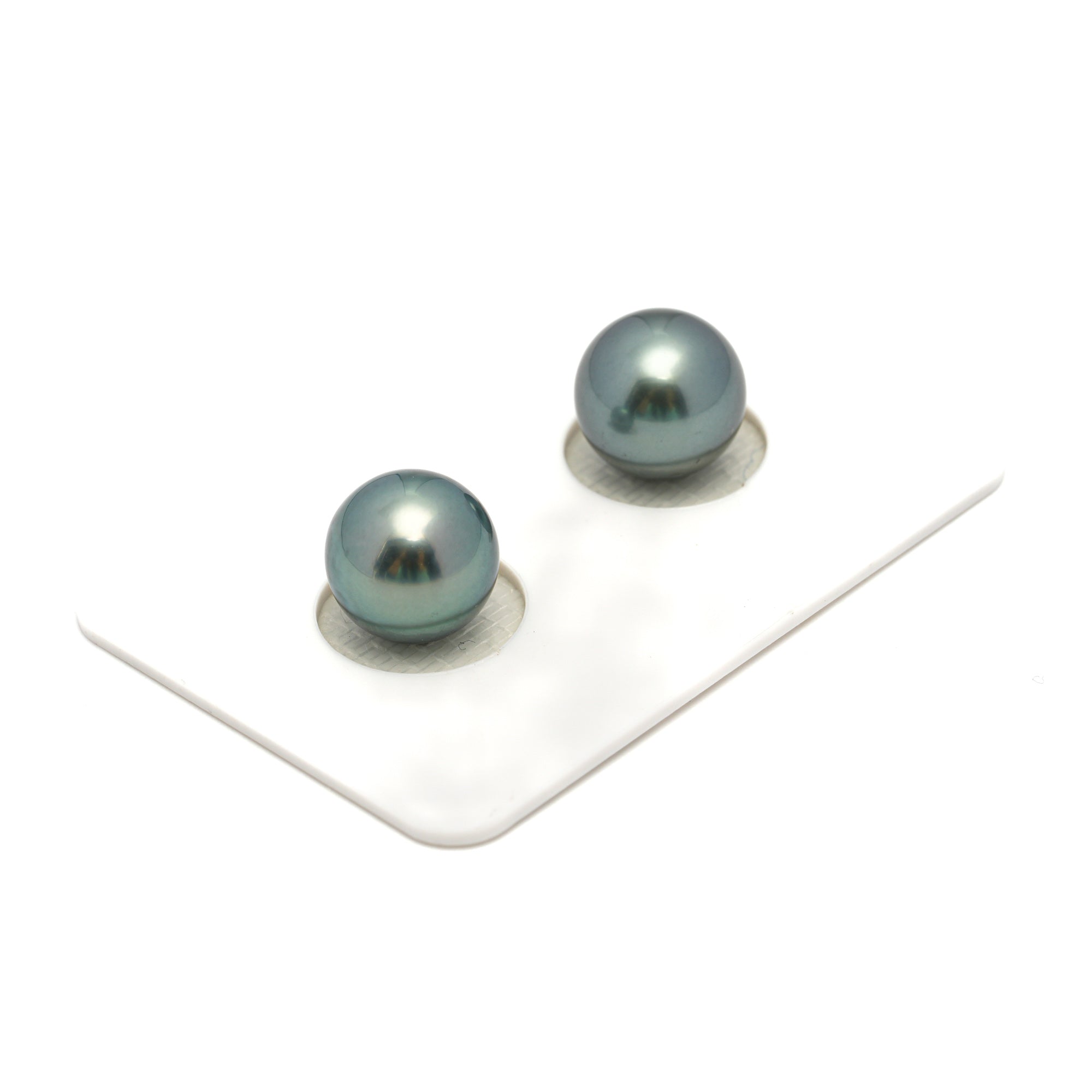 2pcs Blue Green 10.1-10.4mm - RSR AAA/AA Quality Tahitian Pearl Pair ER1701 OR12