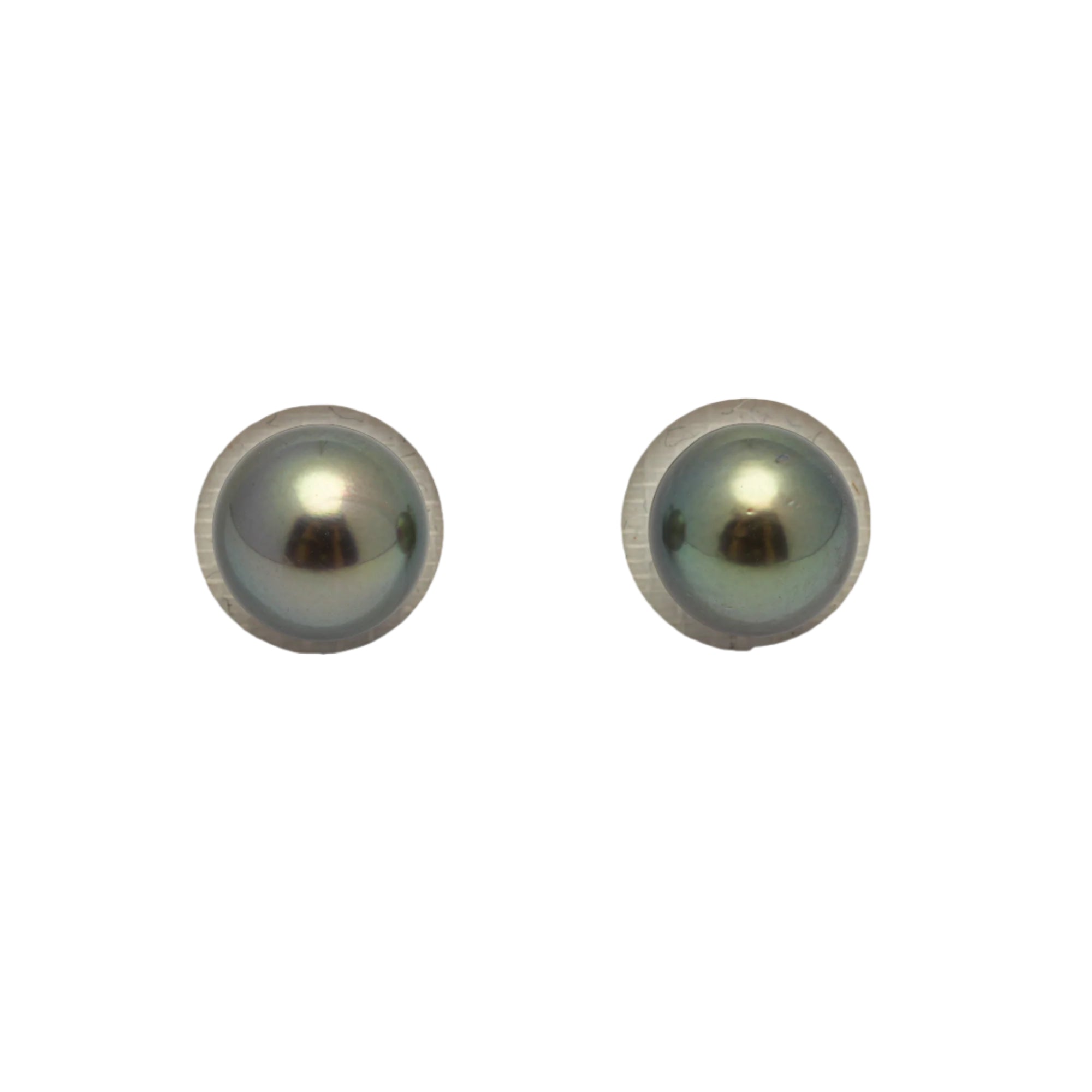 2pcs "High Luster" Green 10.2-10.3mm - RSR AAA/AA Quality Tahitian Pearl Pair ER1429