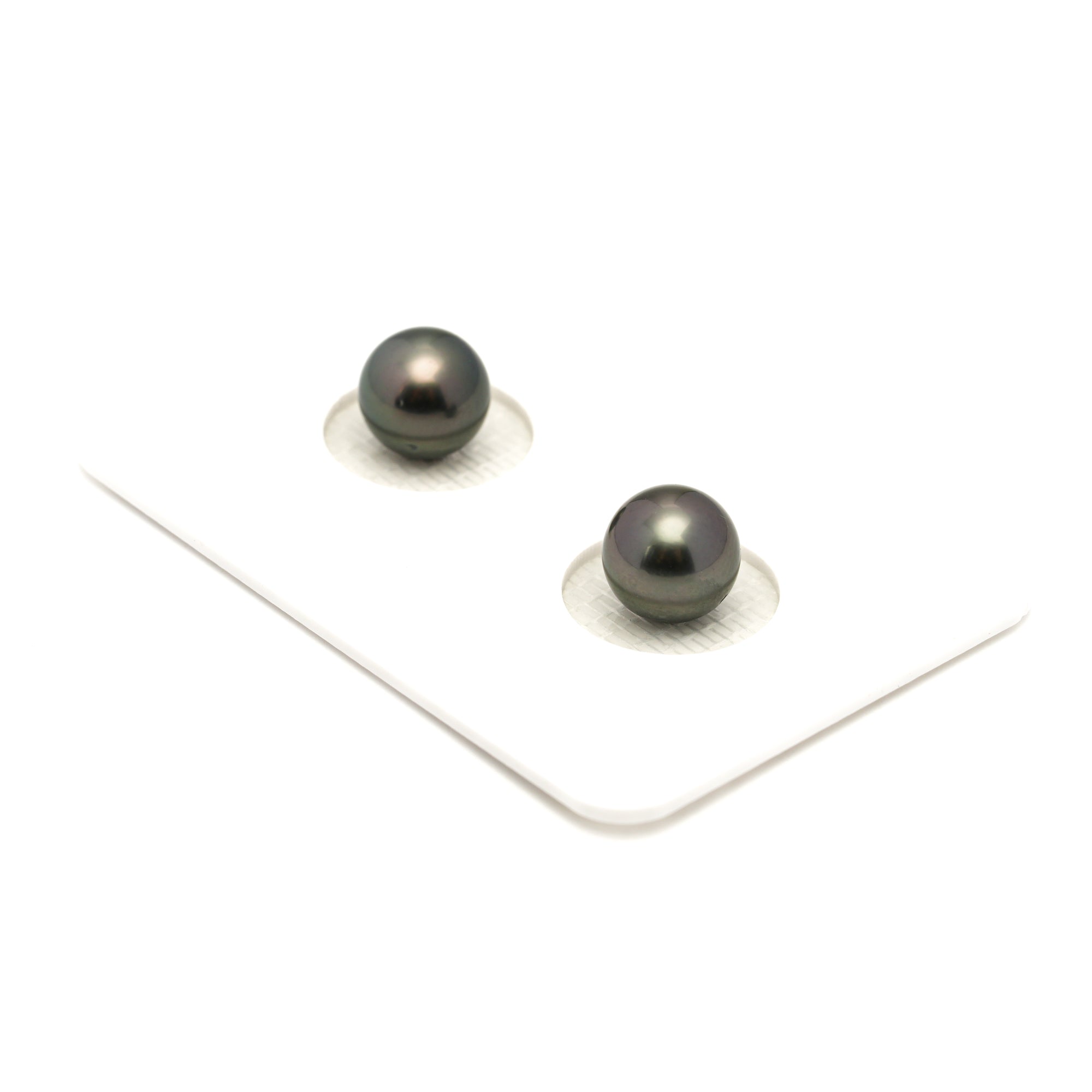 2pcs "High Luster" Green 7.7mm - SR AAA/AA Quality Tahitian Pearl Pair ER1899 LP1