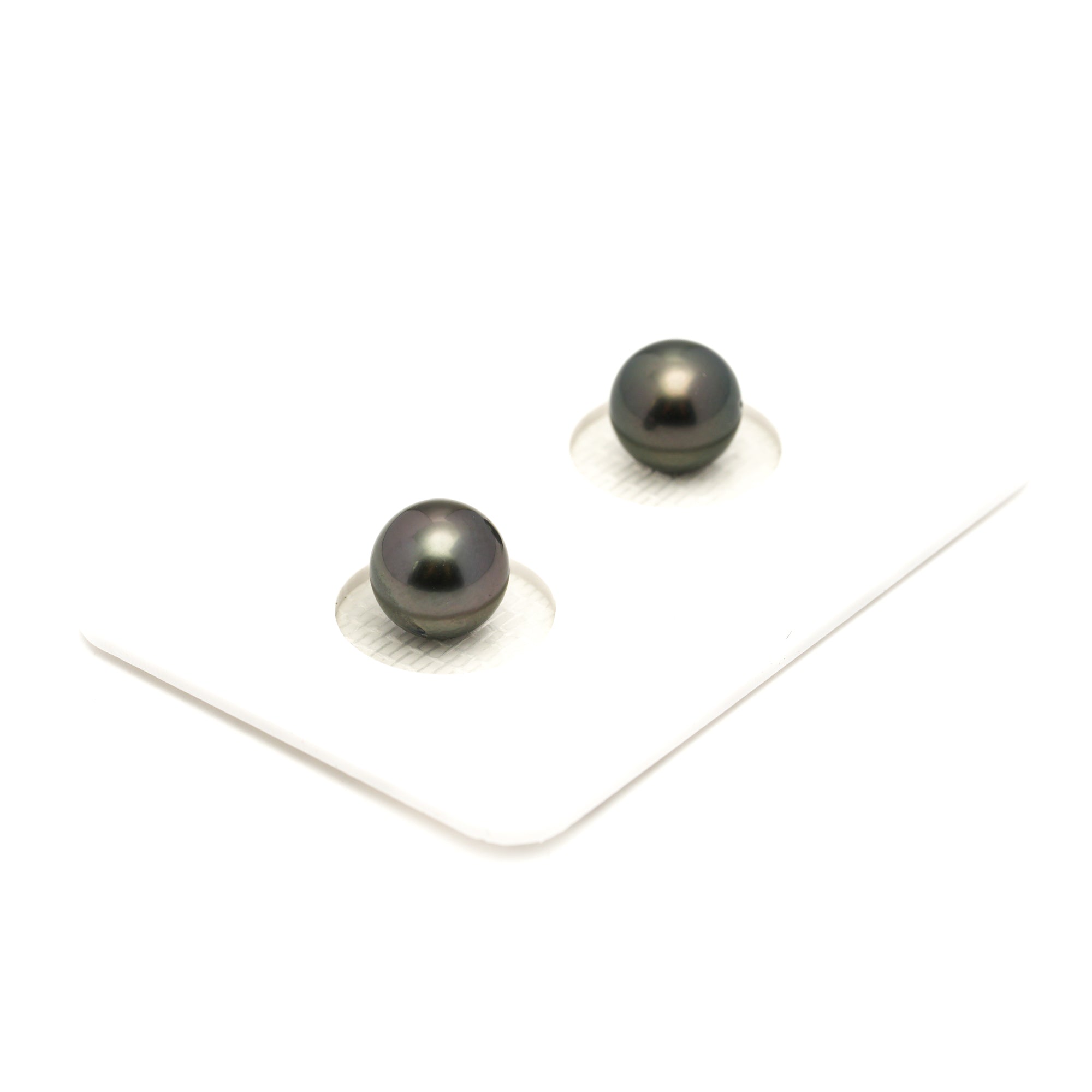 2pcs "High Luster" Green 7.7mm - SR AAA/AA Quality Tahitian Pearl Pair ER1899 LP1