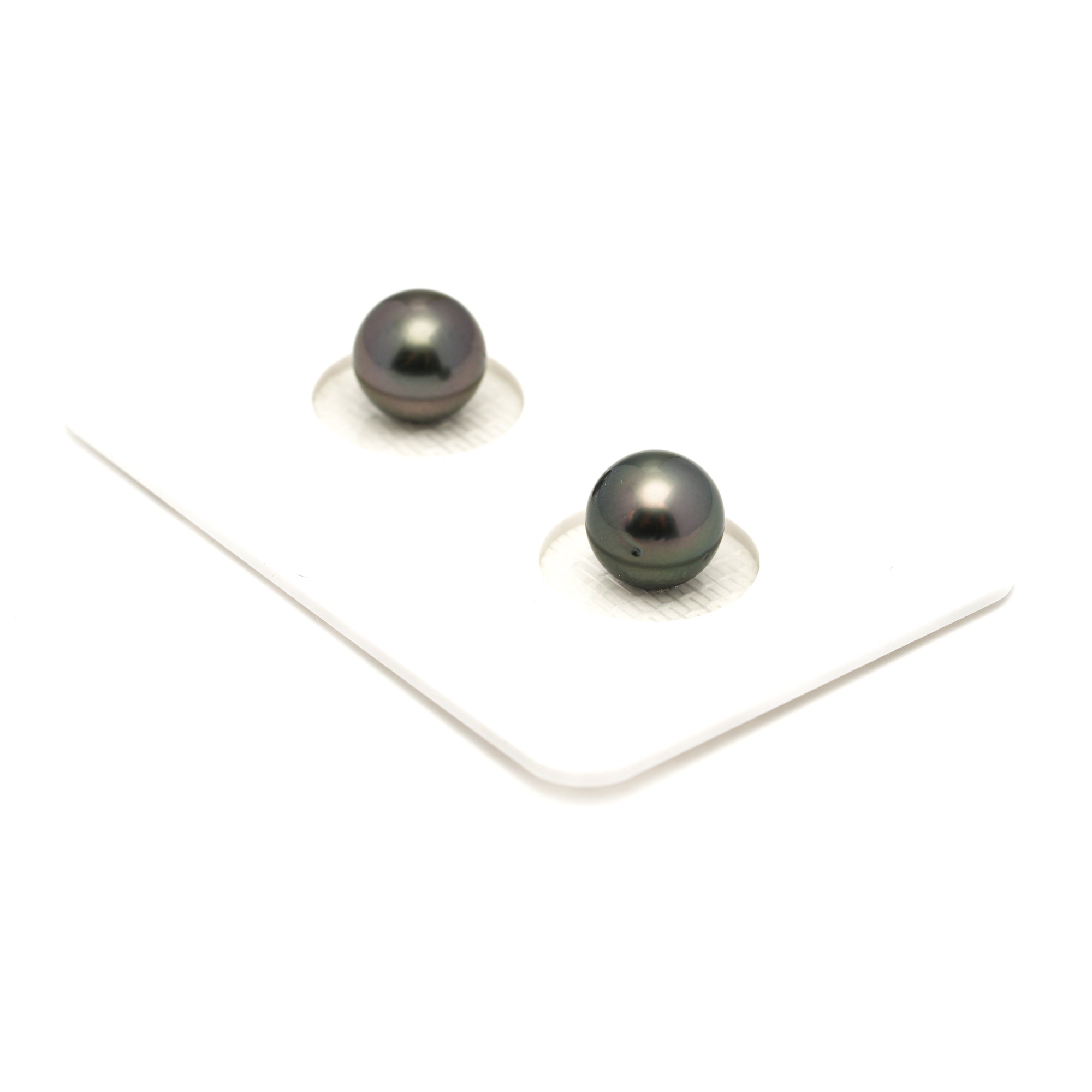 2pcs "High Luster" Green 7.7mm - SR AAA/AA Quality Tahitian Pearl Pair ER1899 LP1