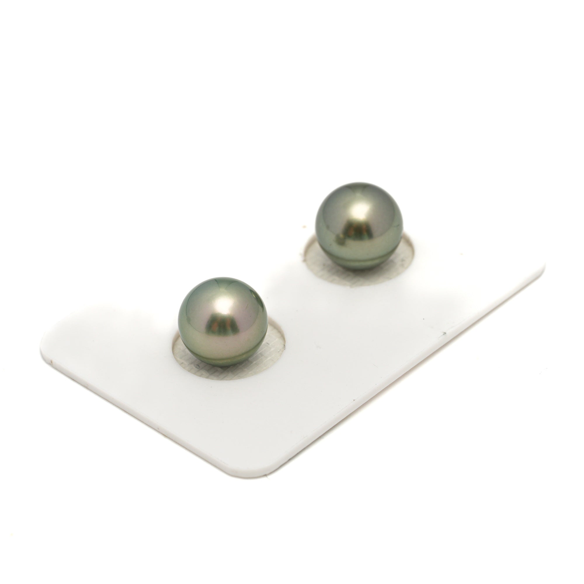 2pcs Light Green 9.5-9.6mm - RSR AAA/AA Quality Tahitian Pearl Pair ER1697 OR12