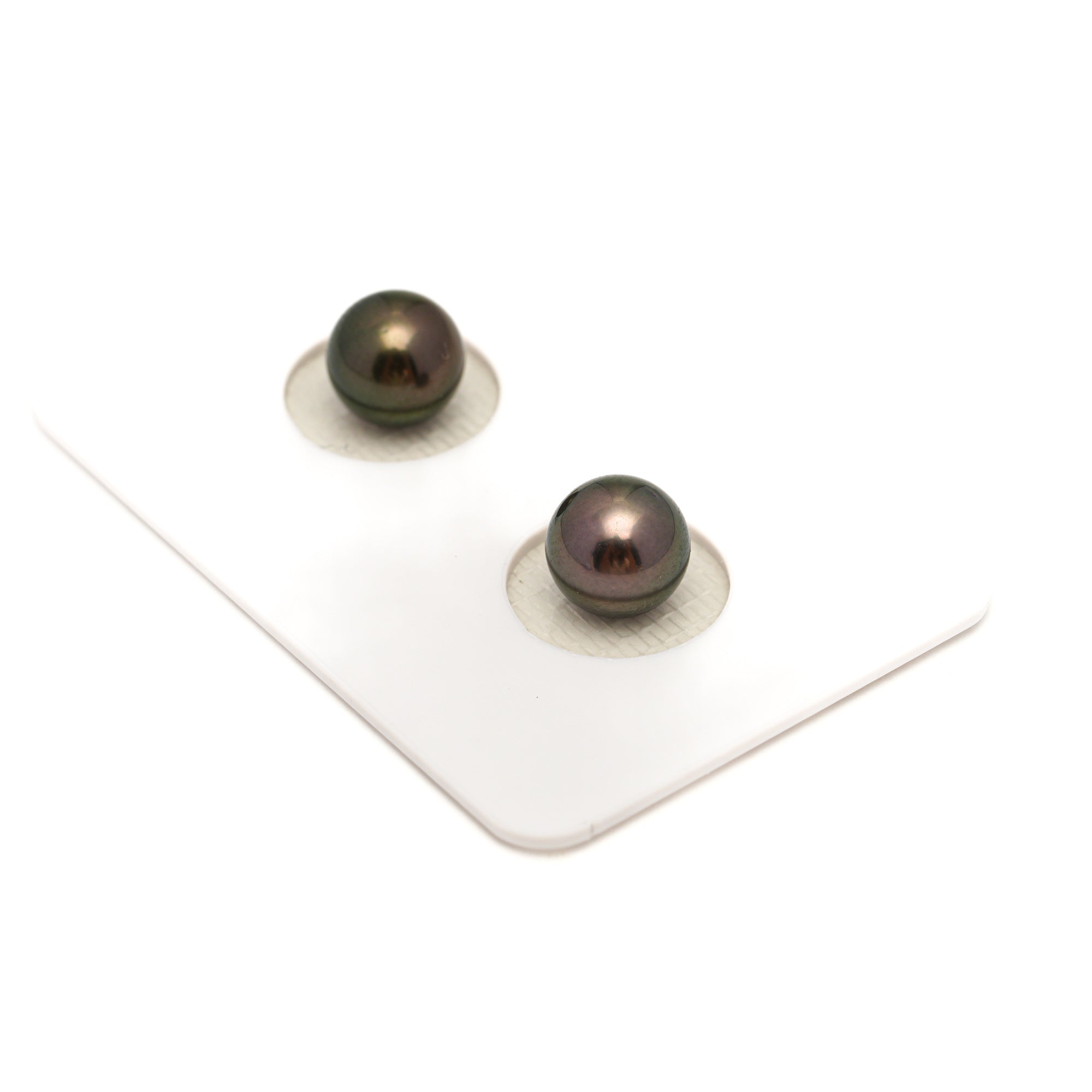 2pcs Green 7.8-7.9mm - RSR AAA/AA Quality Tahitian Pearl Pair ER1783 NG19