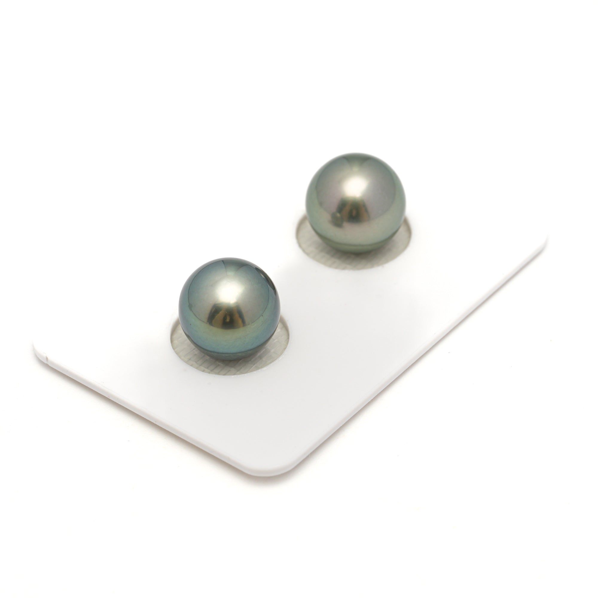 2pcs Blue Green 10.4-10.6mm - SR/NR AAA/AA Quality Tahitian Pearl Pair ER1688 OR11