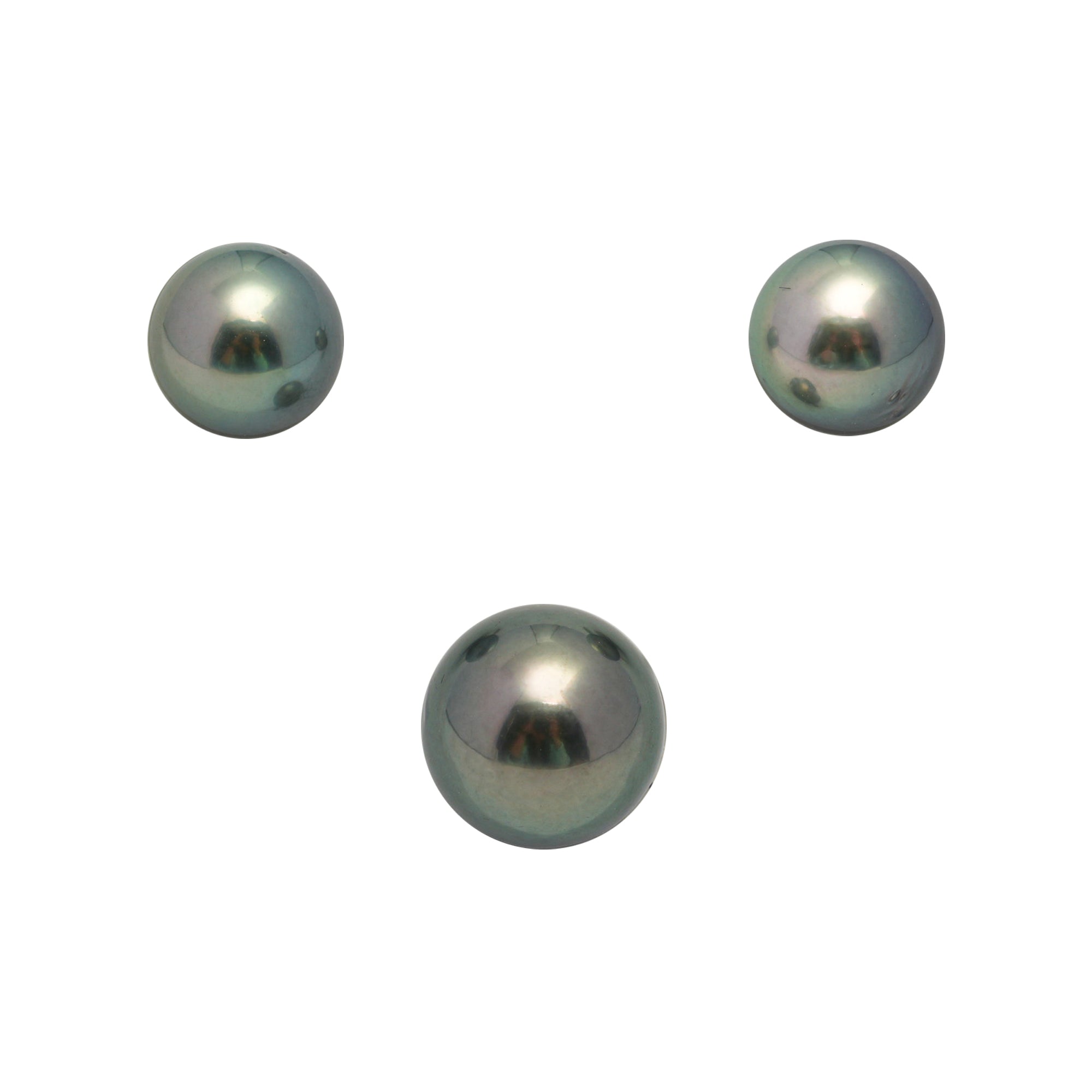 3pcs Green 9.1-11.2mm - RSR AAA/AA Quality Tahitian Pearl Trio Set ER1703 OR12