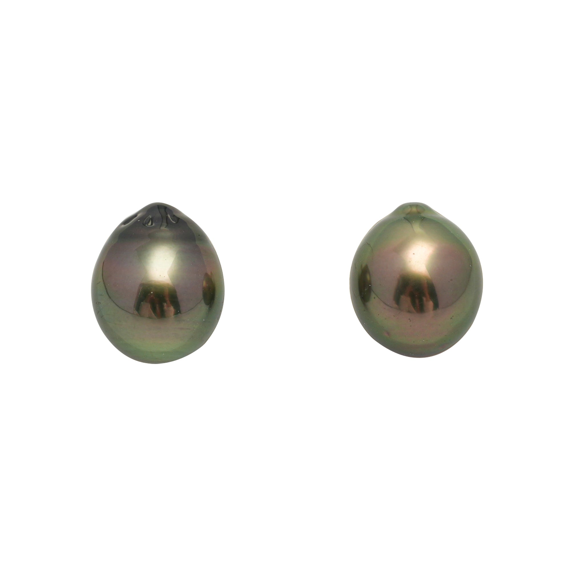 2pcs Olive Green 10-10.2mm - SB AAA Quality Tahitian Pearl Pair ER1705 HL4