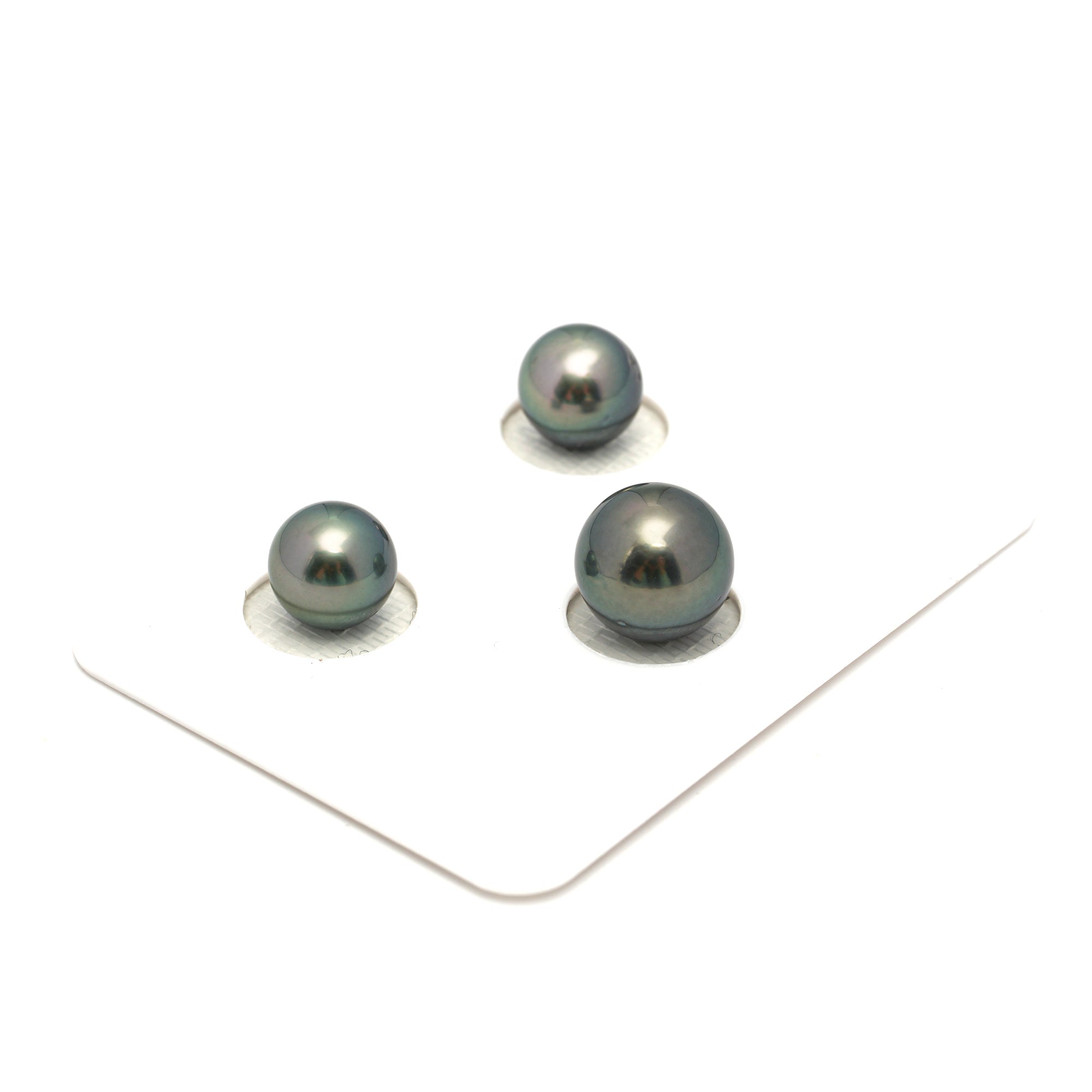 3pcs Green 9.1-11.2mm - RSR AAA/AA Quality Tahitian Pearl Trio Set ER1703 OR12
