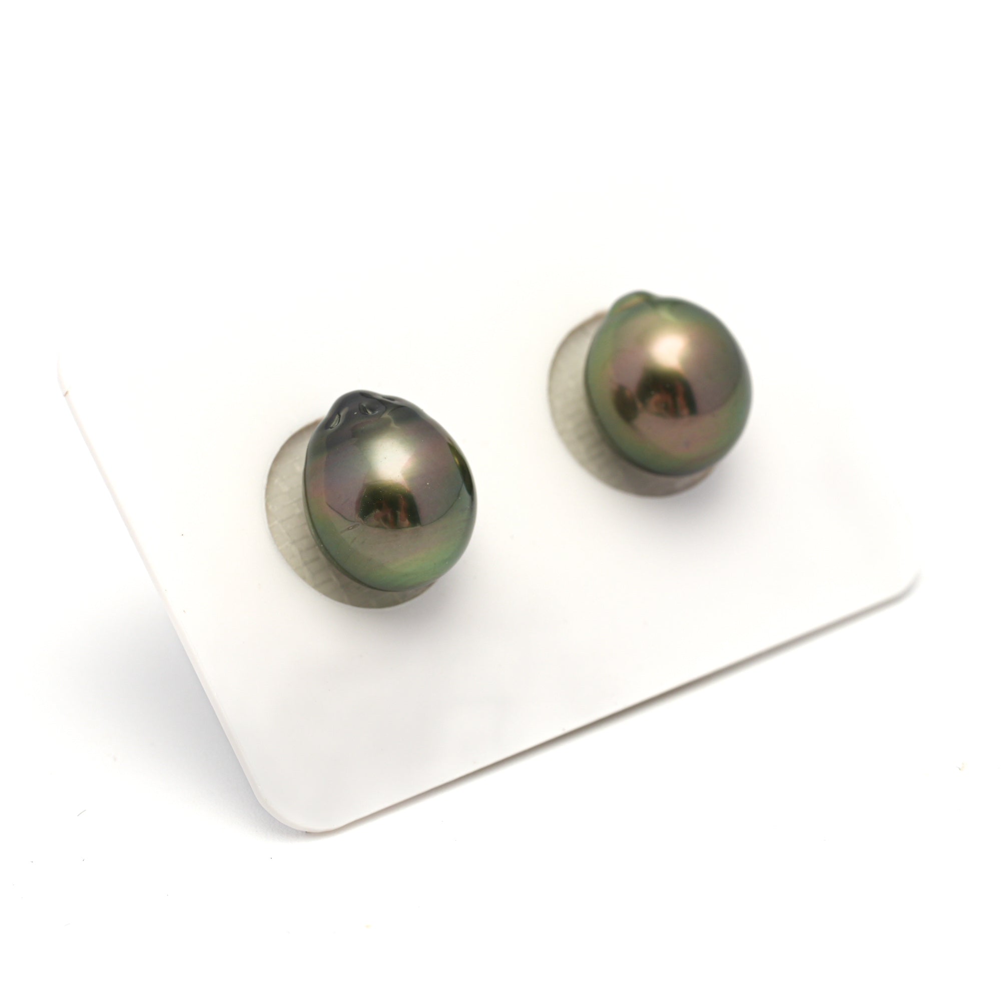 2pcs Olive Green 10-10.2mm - SB AAA Quality Tahitian Pearl Pair ER1705 HL4