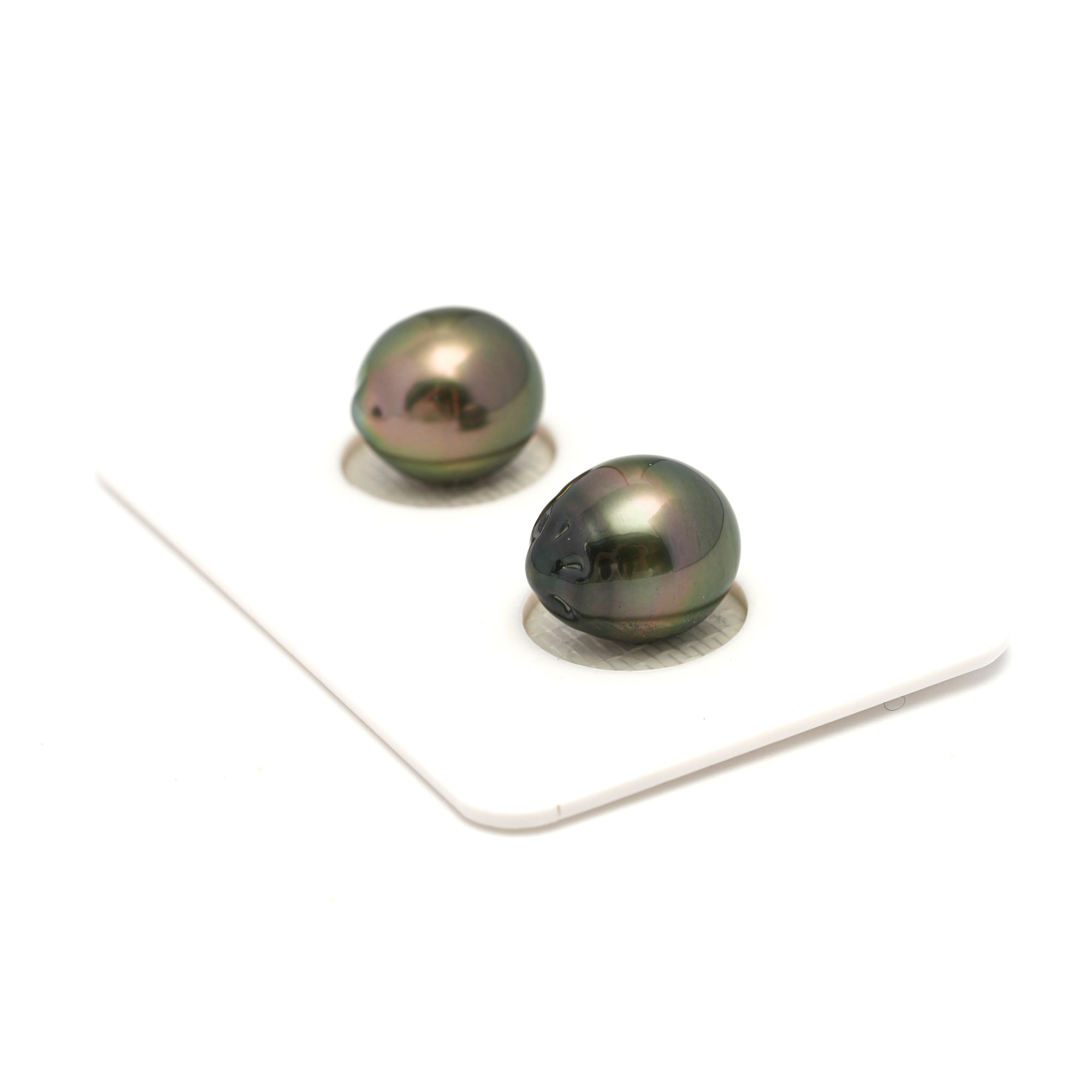 2pcs Olive Green 10-10.2mm - SB AAA Quality Tahitian Pearl Pair ER1705 HL4