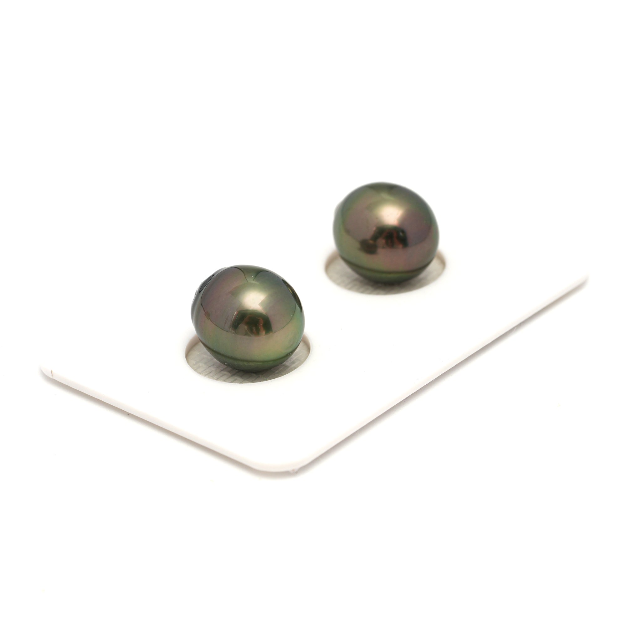 2pcs Olive Green 10-10.2mm - SB AAA Quality Tahitian Pearl Pair ER1705 HL4