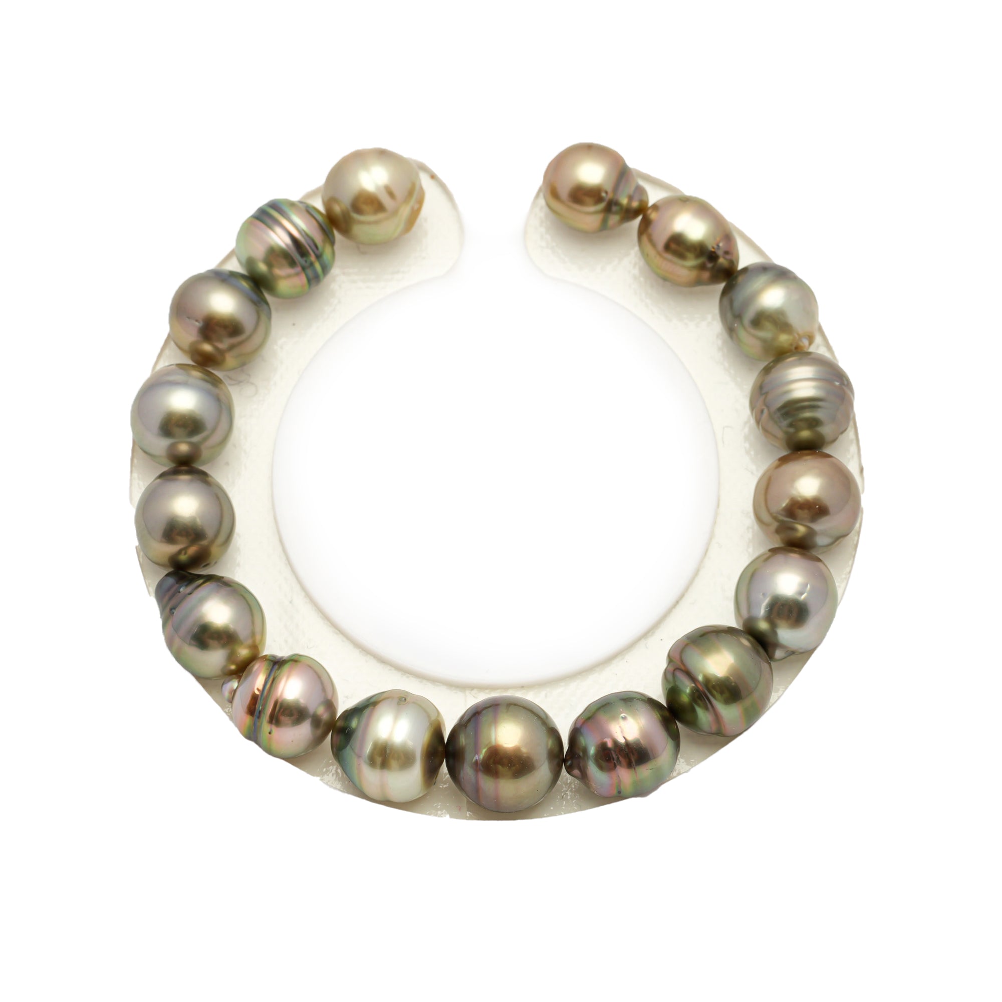 17pcs Yellow Green 8-10mm - CL/SB AAA/AA Quality Tahitian Pearl Bracelet BR2119 THMIX1