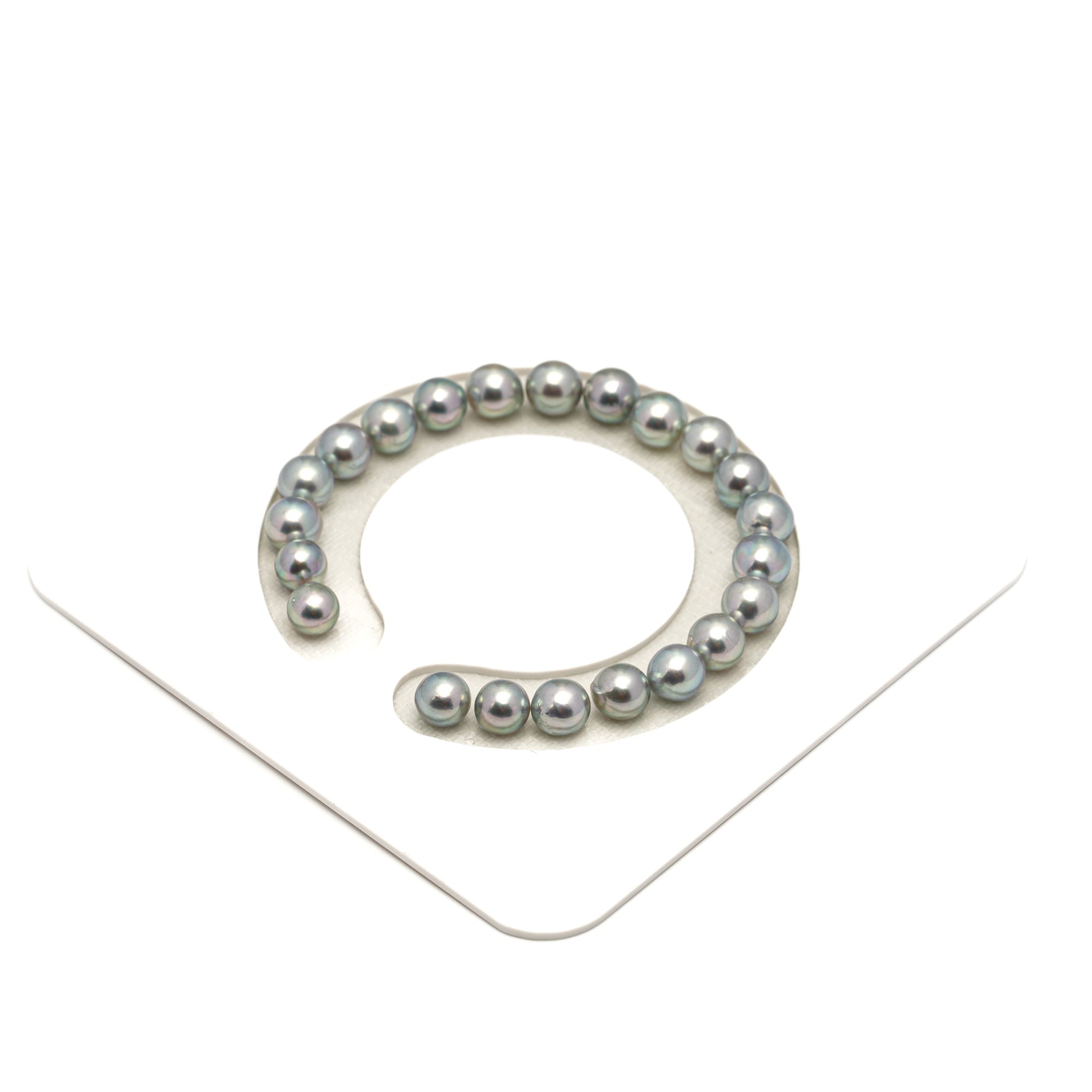 22pcs Akoya Pearl "High Luster" Silver Mix 7.1-7.8mm - SB AAA/AA Quality Pearl Bracelet AKBR2403 CMA1