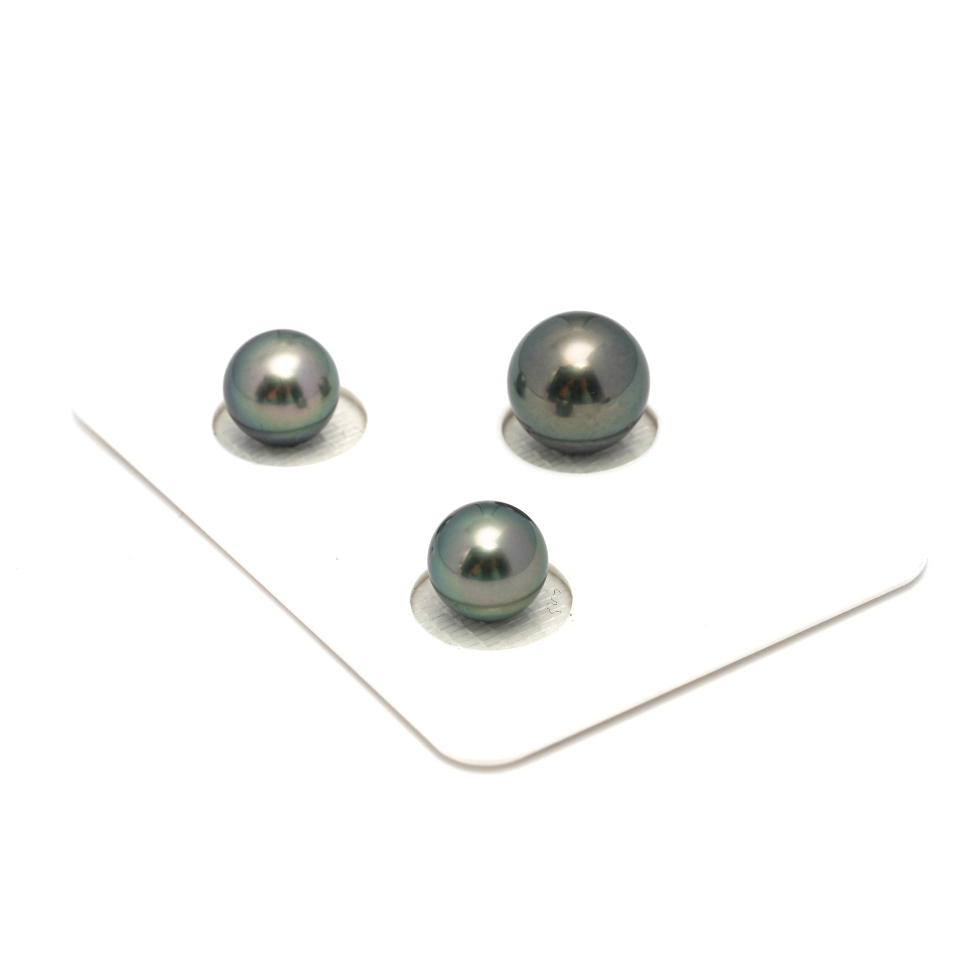 3pcs Green 9.1-11.2mm - RSR AAA/AA Quality Tahitian Pearl Trio Set ER1703 OR12