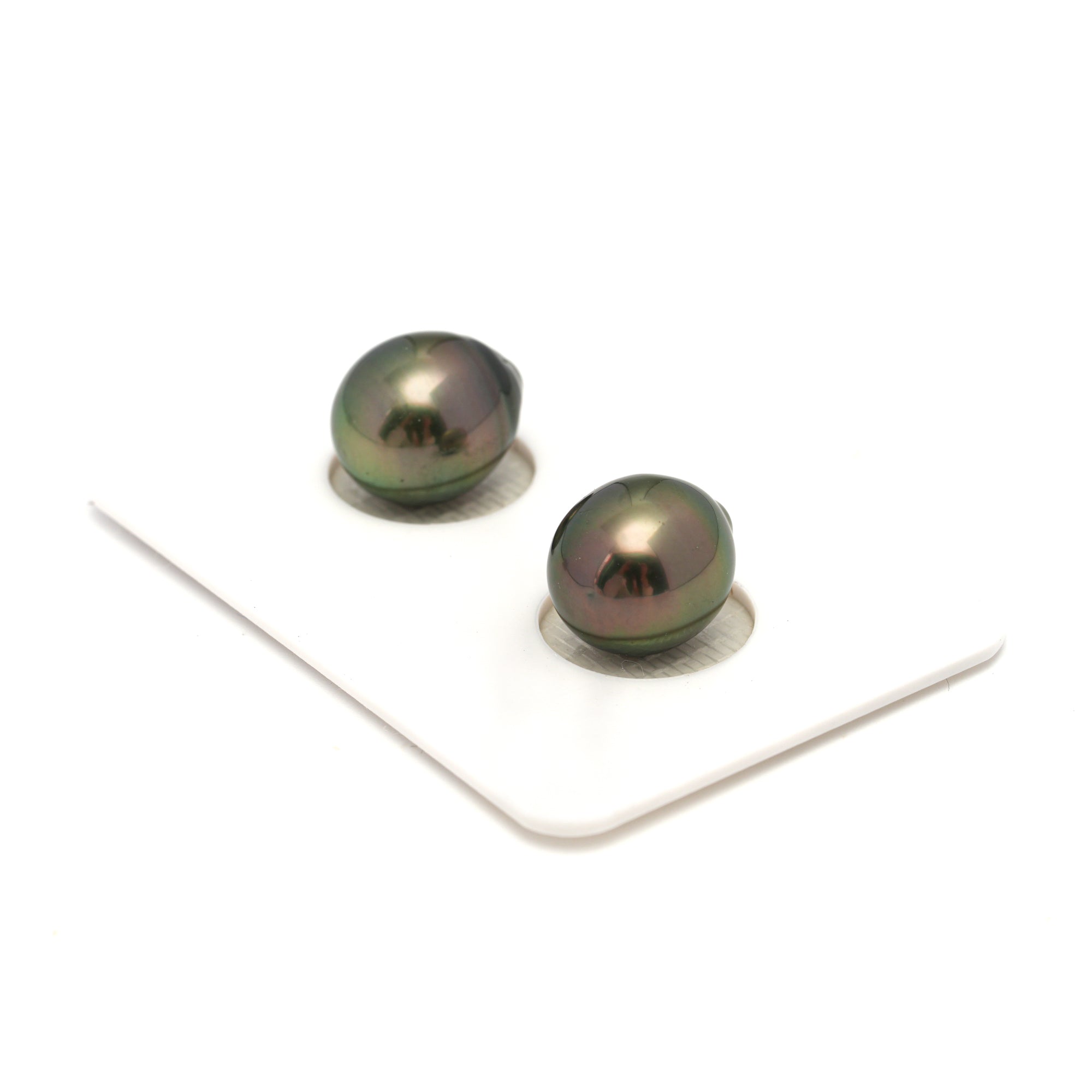 2pcs Olive Green 10-10.2mm - SB AAA Quality Tahitian Pearl Pair ER1705 HL4