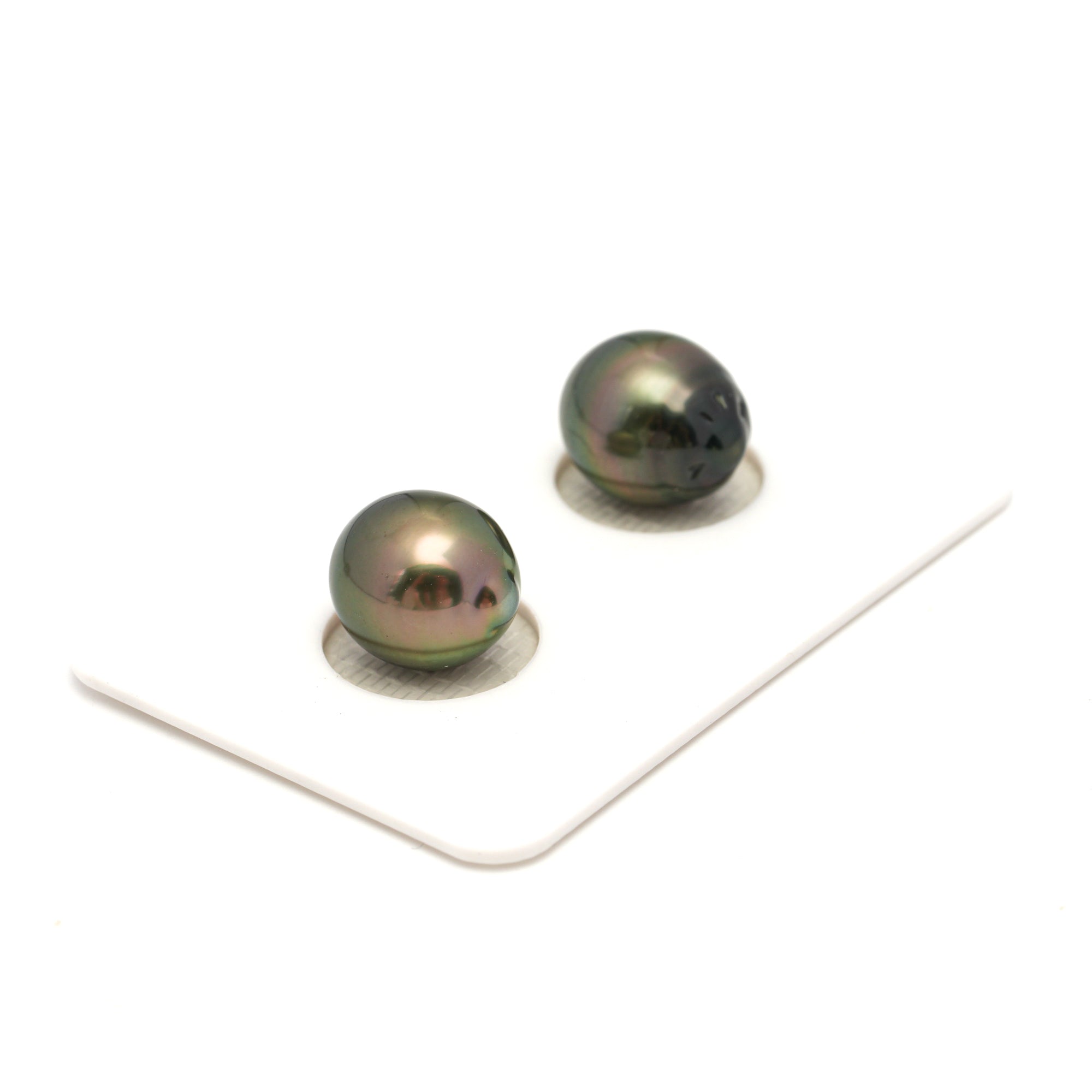 2pcs Olive Green 10-10.2mm - SB AAA Quality Tahitian Pearl Pair ER1705 HL4