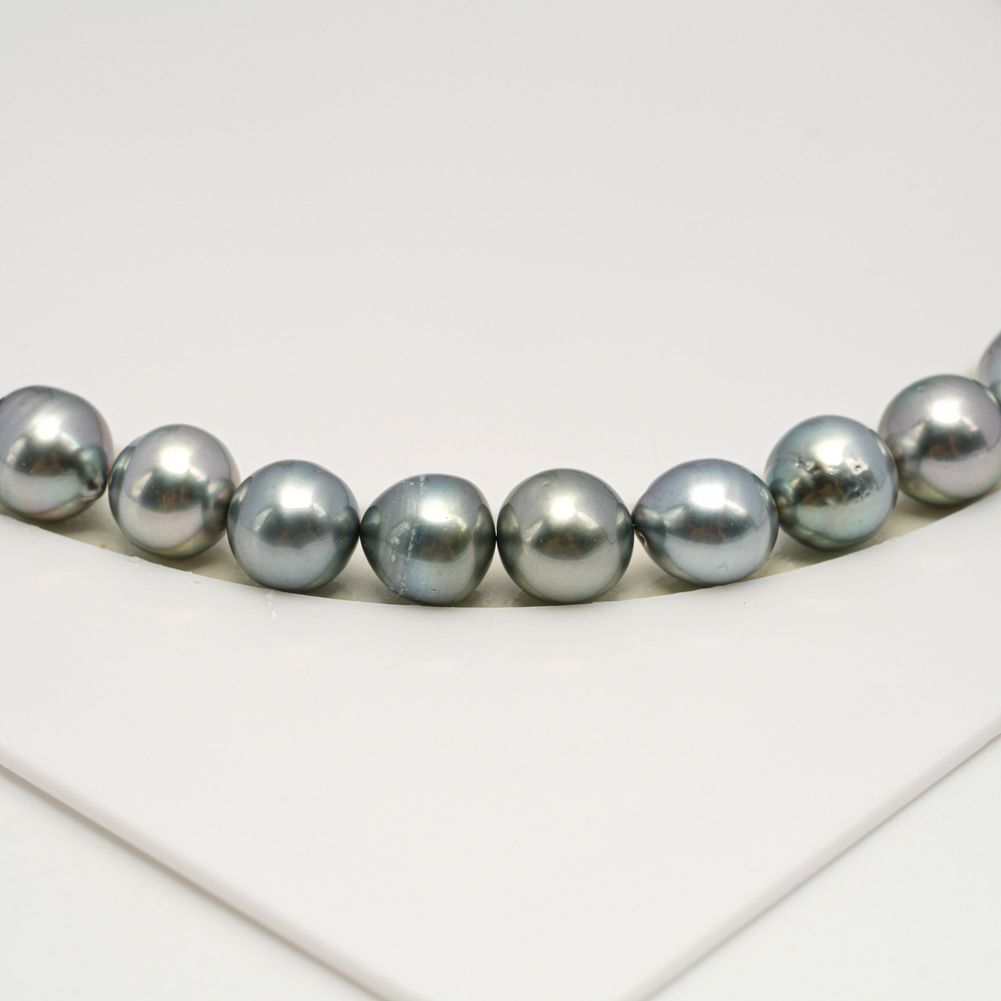 45pcs "High Luster" Silver Mix 8-9mm - SB AAA/AA Quality Tahitian Pearl Necklace NL1616 HL3