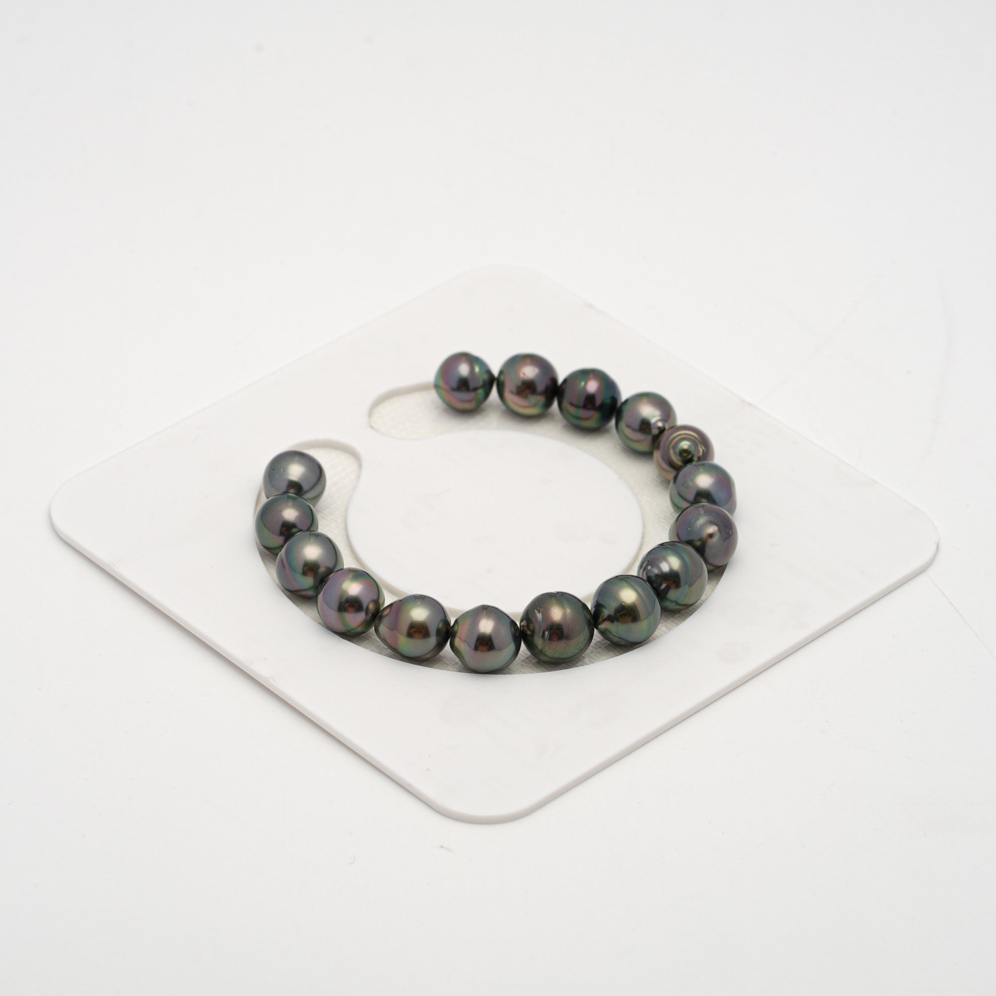 16pcs Green 9-10mm - CL/SB AAA/AA Quality Tahitian Pearl Bracelet BR2141 THMIX2.6