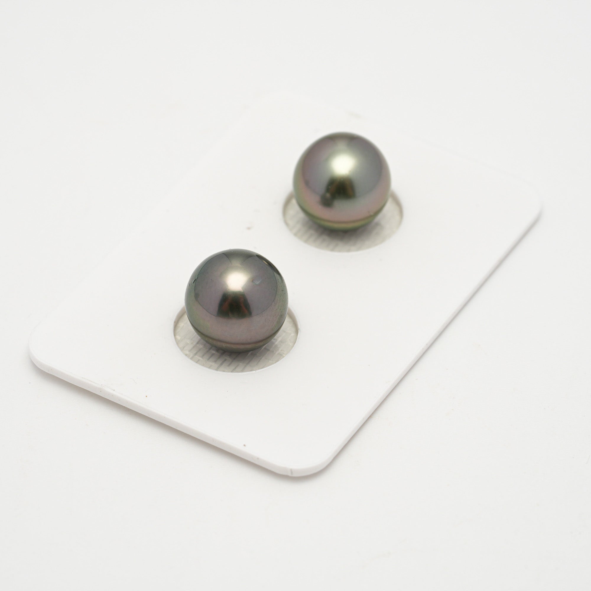 2pcs Olive Green 10.1-10.2mm - NR AAA Quality Tahitian Pearl Pair ER1605 OR11
