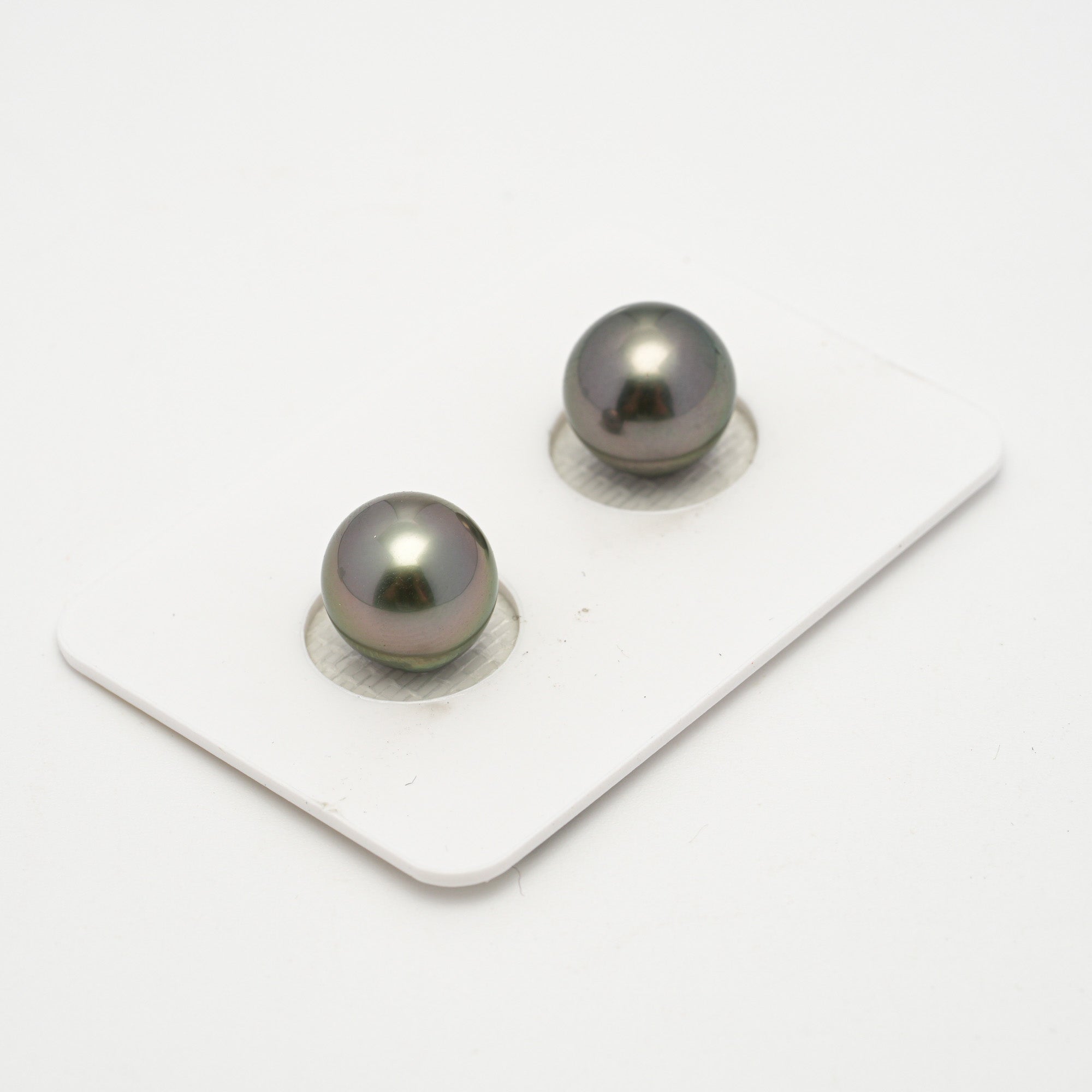 2pcs Olive Green 10.1-10.2mm - NR AAA Quality Tahitian Pearl Pair ER1605 OR11