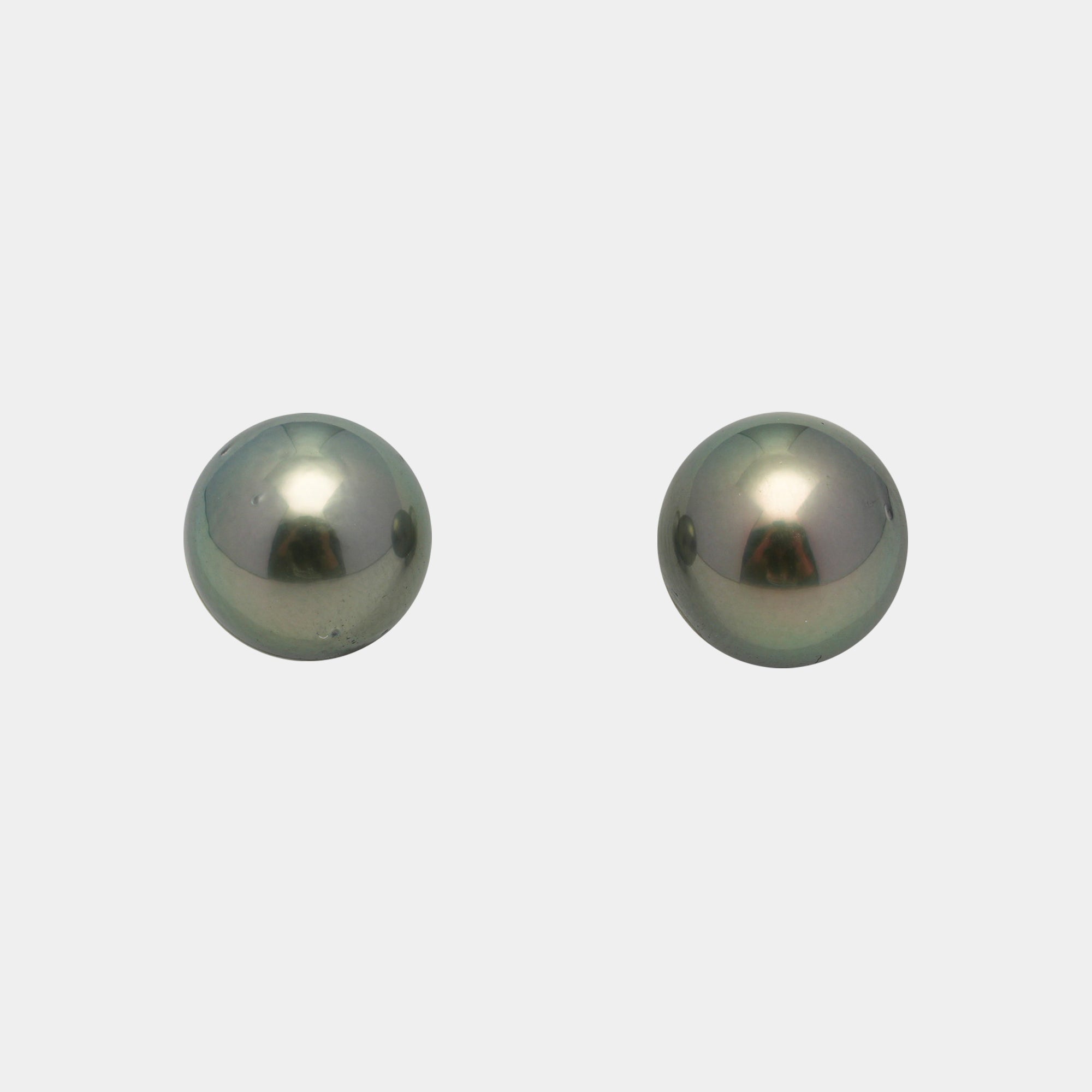 2pcs Green 10.6-10.9mm - NR AAA/AA Quality Tahitian Pearl Pair ER1621 OR11