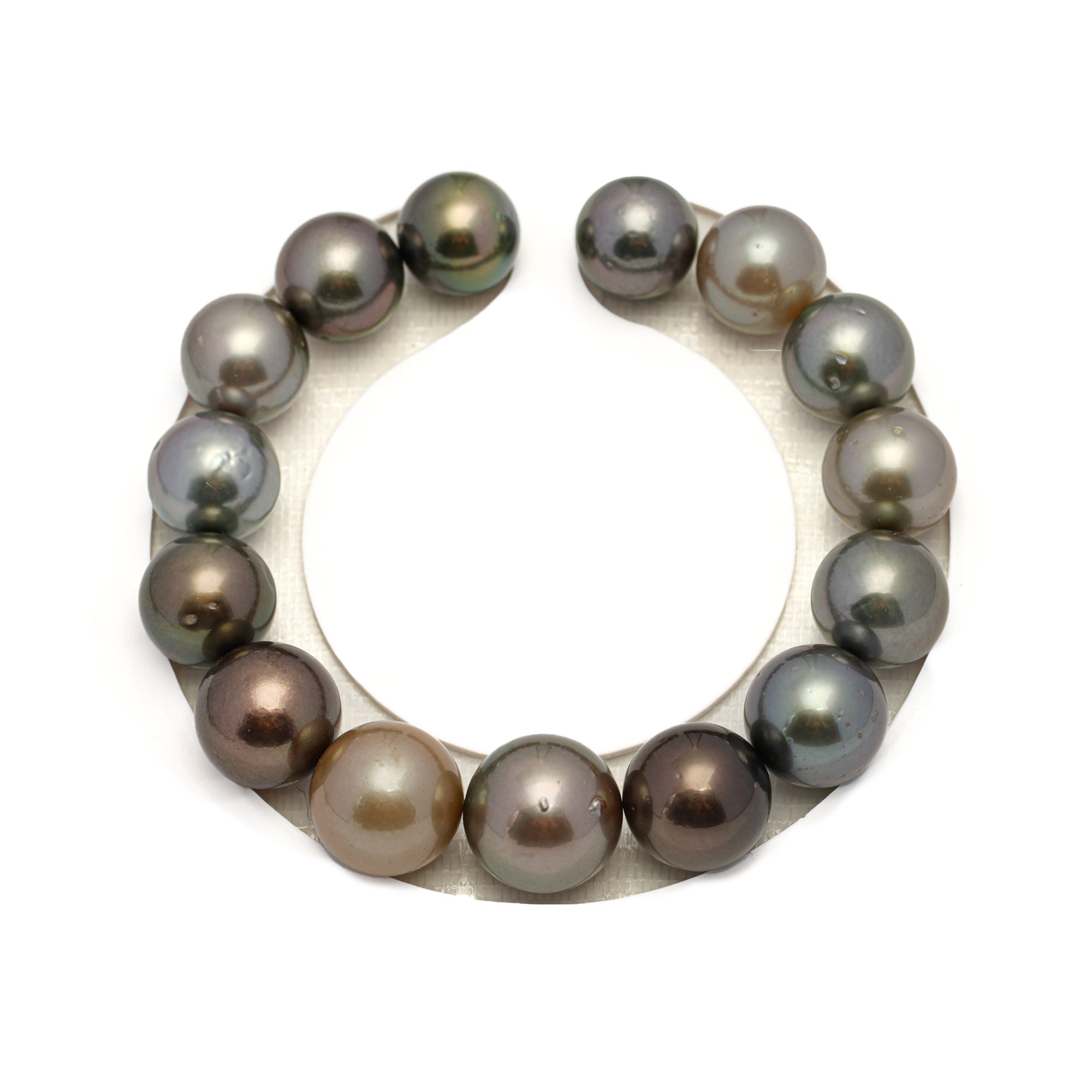 15pcs Multicolor 11-14mm - RSR AA Quality Tahitian Pearl Bracelet BR2307 OR12