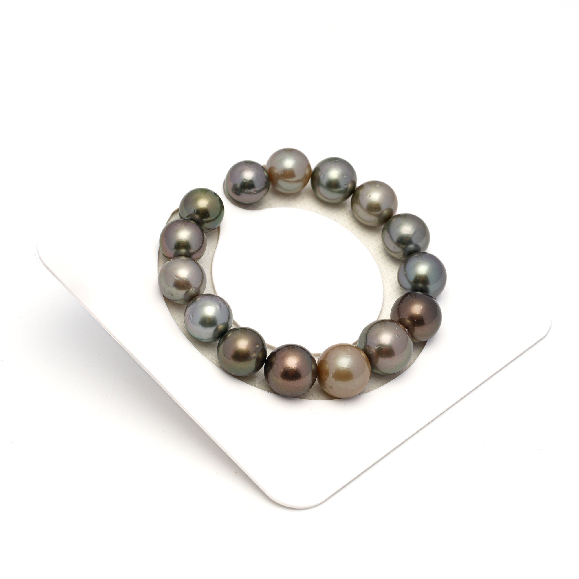 15pcs Multicolor 11-14mm - RSR AA Quality Tahitian Pearl Bracelet BR2307 OR12