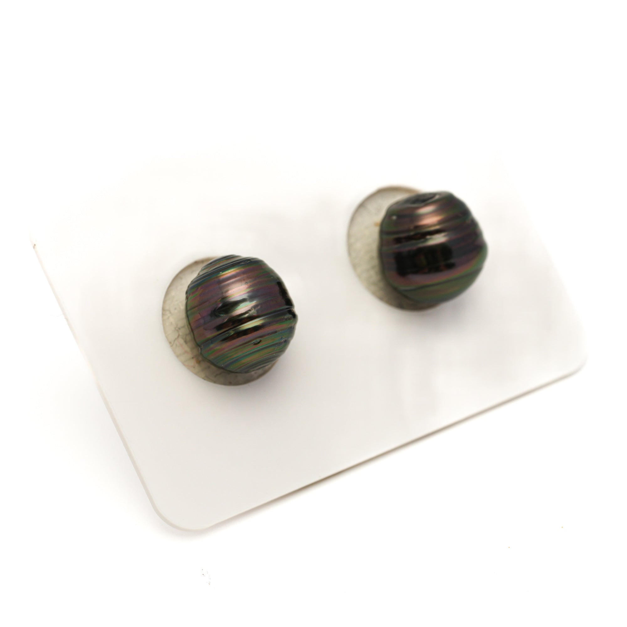 2pcs Dark Green 9.9-10.4mm - CL AAA/AA Quality Tahitian Pearl Pair ER1819 TH5