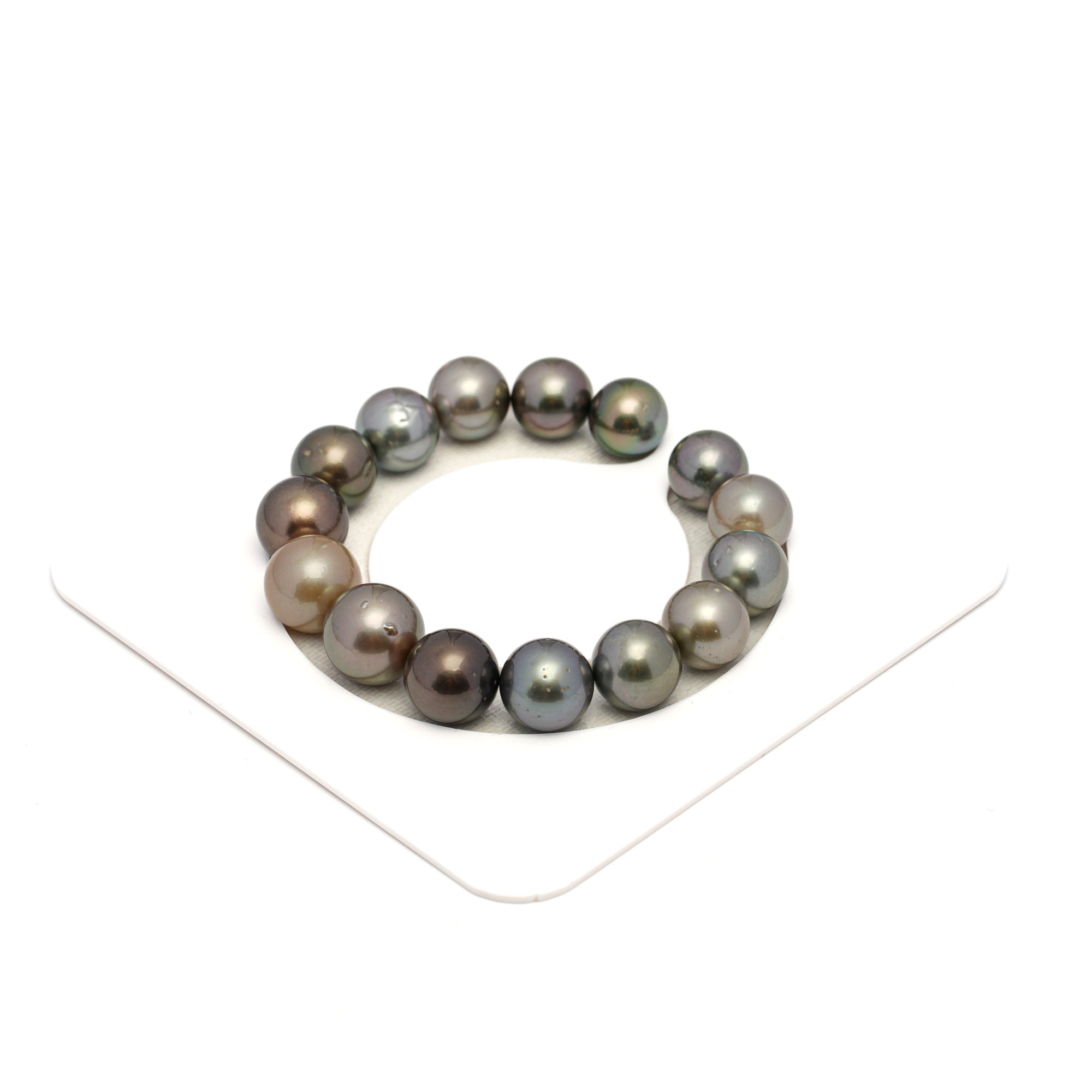 15pcs Multicolor 11-14mm - RSR AA Quality Tahitian Pearl Bracelet BR2307 OR12