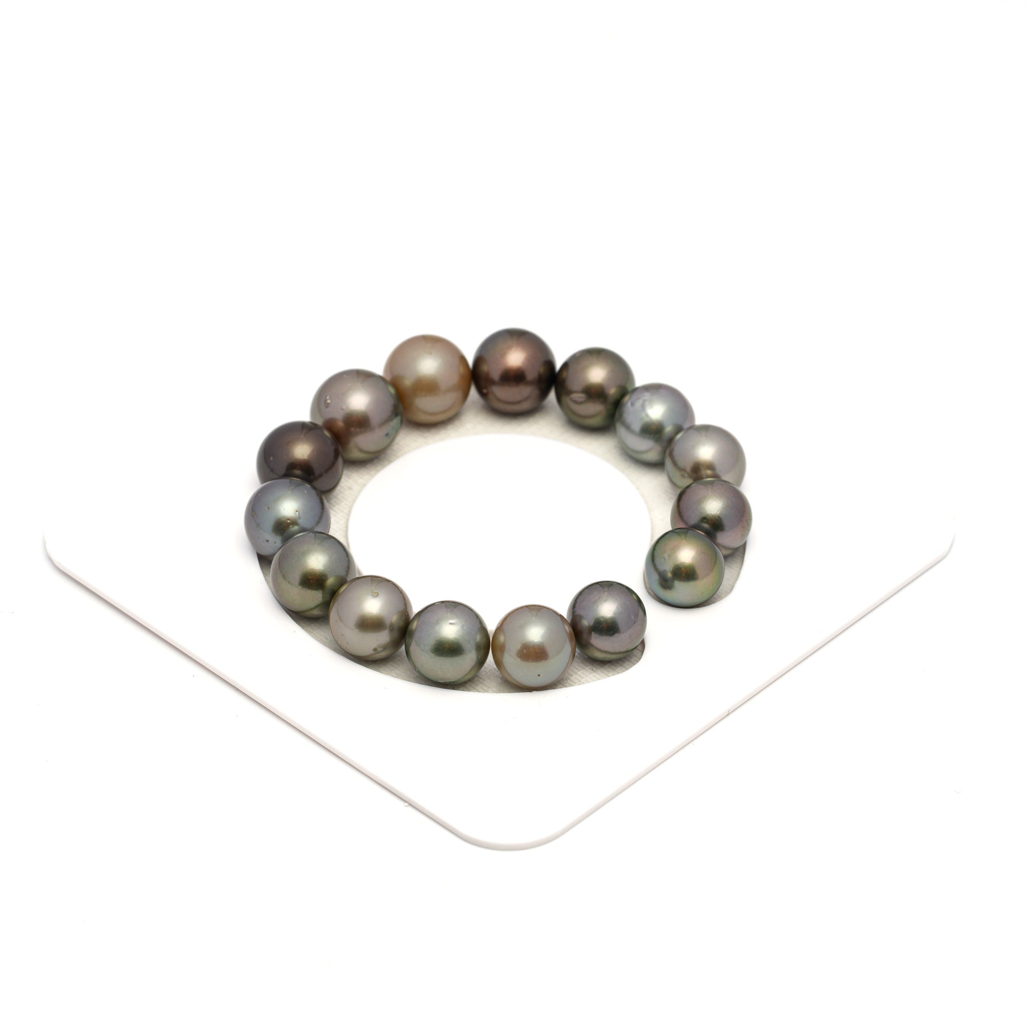 15pcs Multicolor 11-14mm - RSR AA Quality Tahitian Pearl Bracelet BR2307 OR12