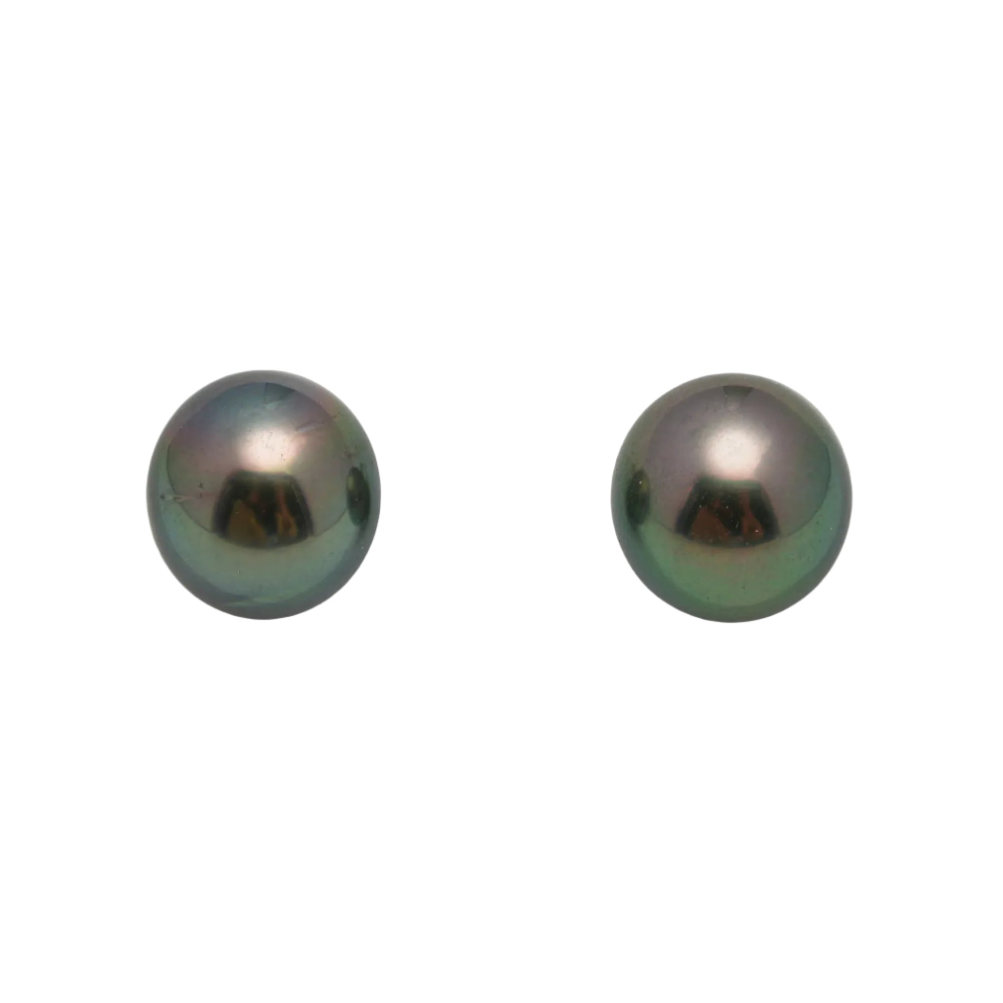 2pcs "High Luster" Green Cherry 10.5-10.6mm - OV AAA Quality Tahitian Pearl Pair ER1577 OR10