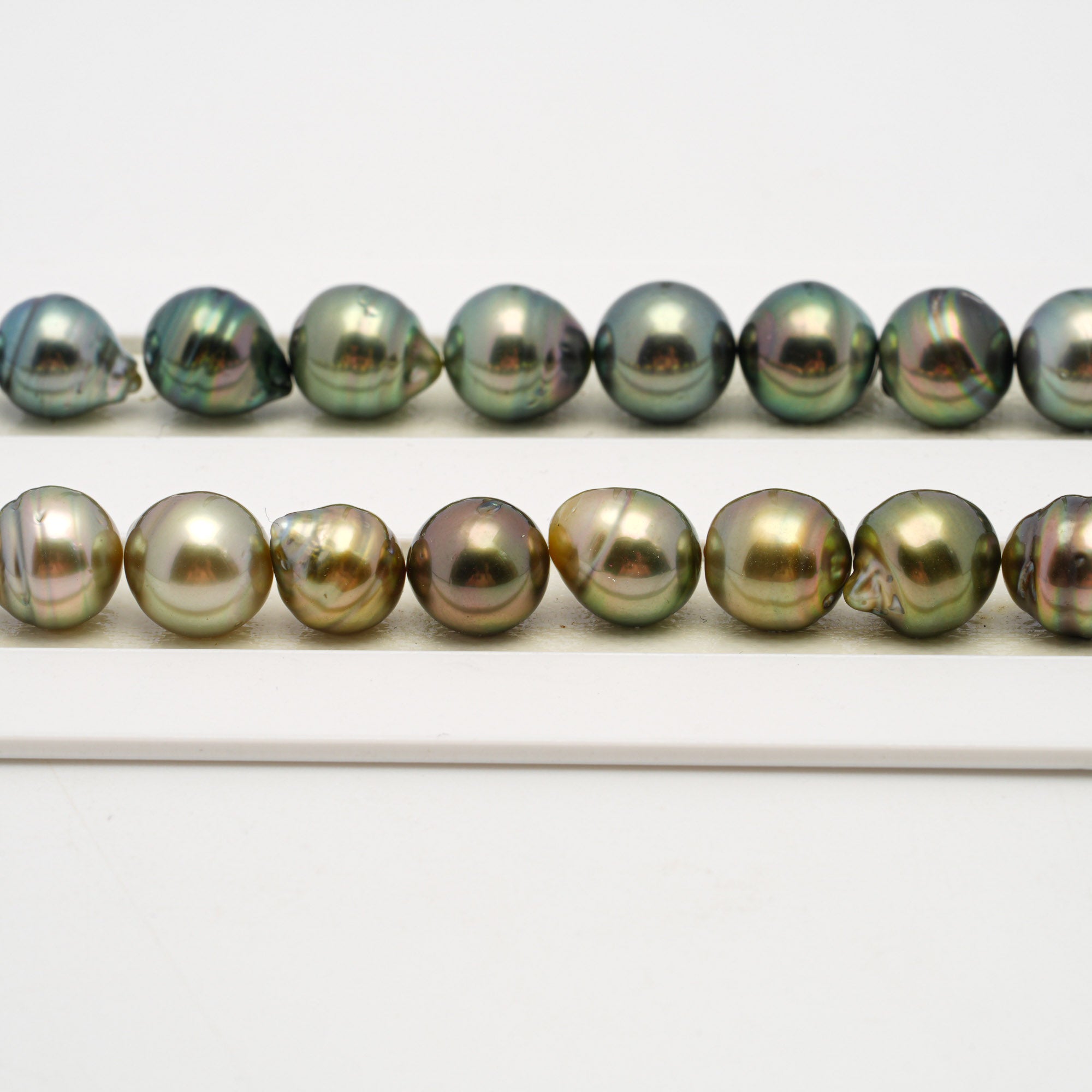 42pcs "High Luster" Green Mix 8-12mm - SB AAA/AA Quality Tahitian Pearl Necklace NL1494 THMIX1