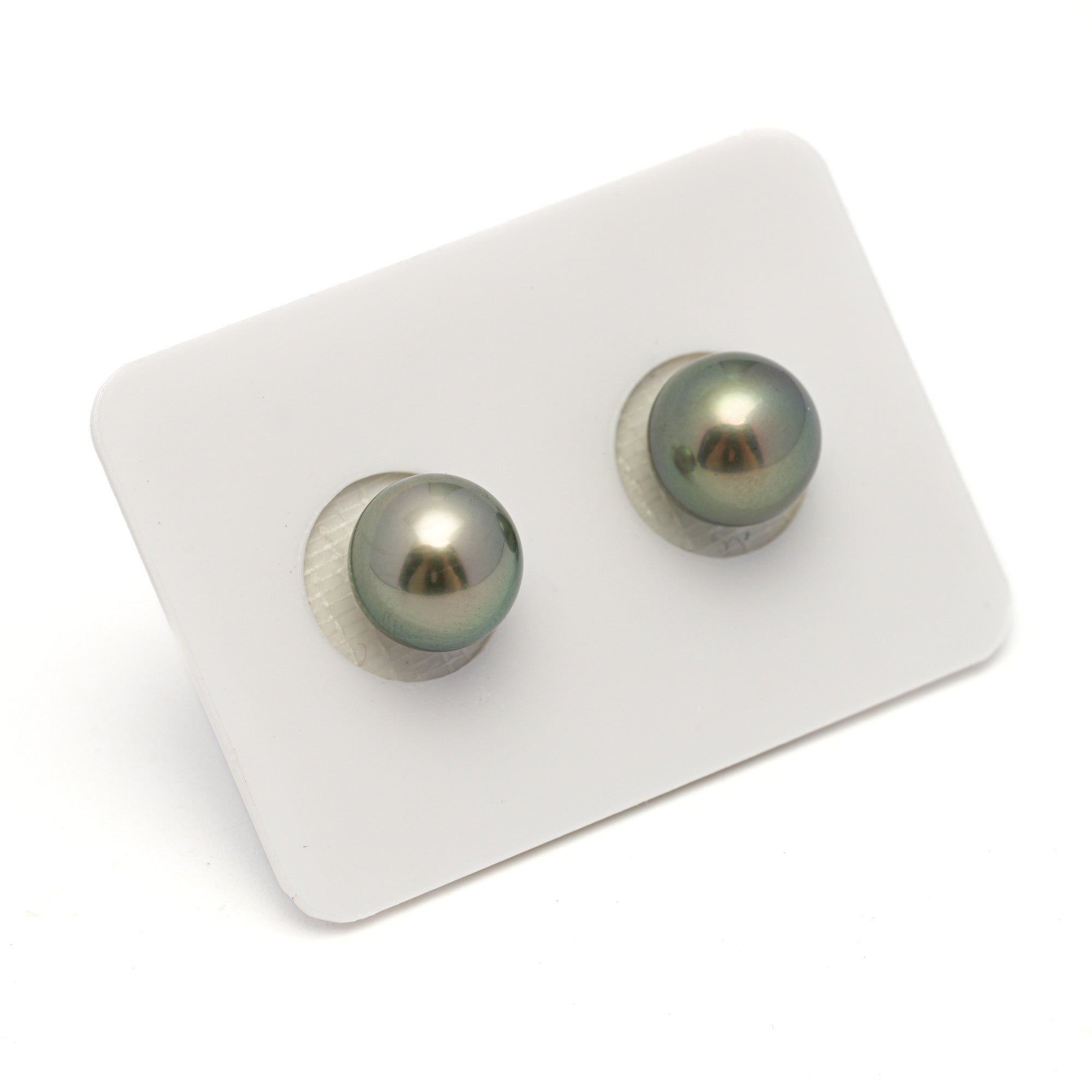 2pcs "High Luster" Light Green 9.9-10.1mm - SR AAA Quality Tahitian Pearl Pair ER1695 OR11