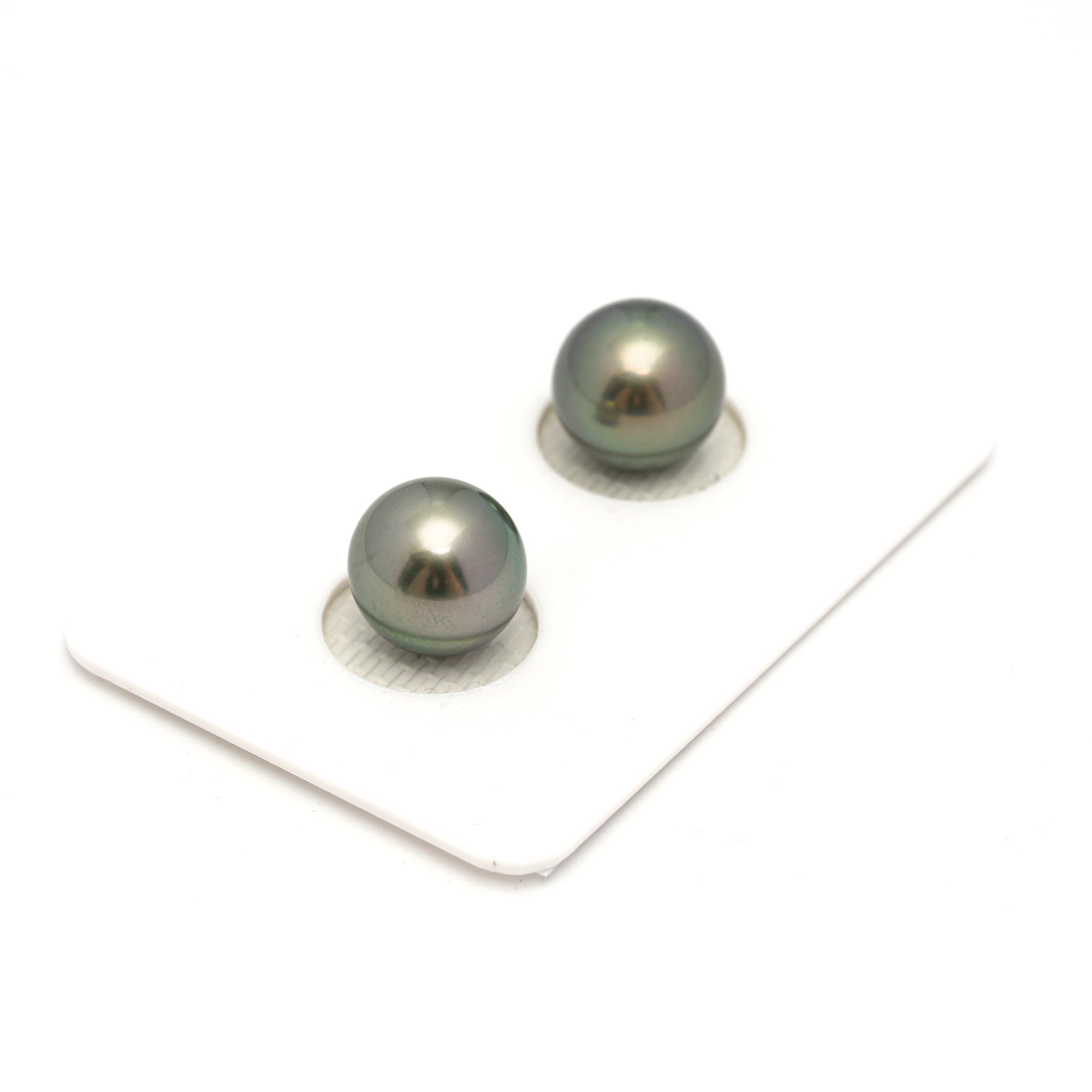 2pcs "High Luster" Light Green 9.9-10.1mm - SR AAA Quality Tahitian Pearl Pair ER1695 OR11