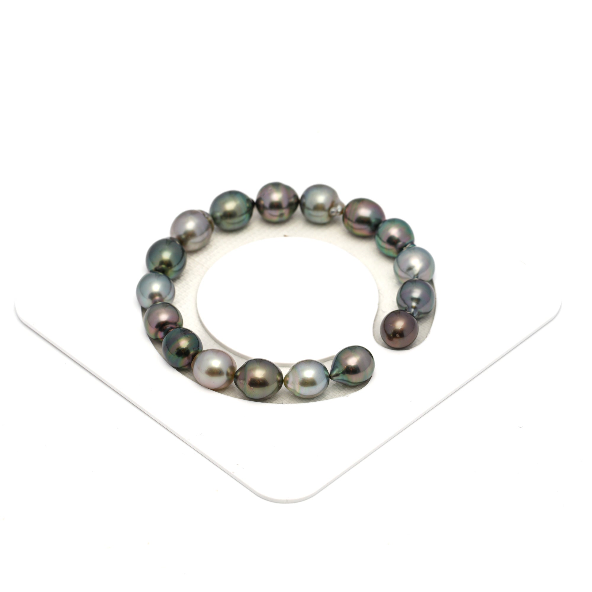17pcs "High Luster" Multicolor 9-10mm - SB AAA/AA Quality Tahitian Pearl Bracelet BR2280 HL4