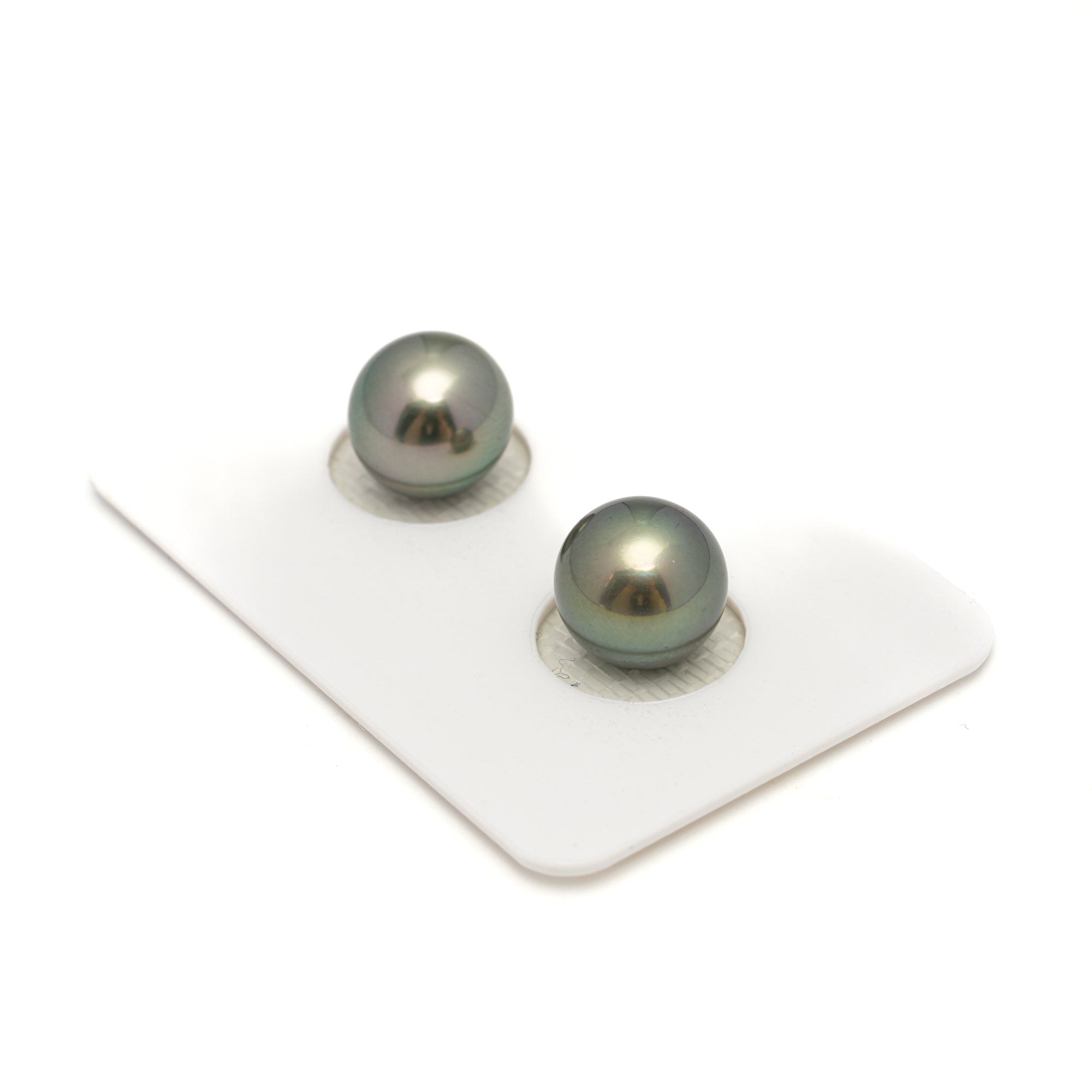 2pcs "High Luster" Light Green 9.9-10.1mm - SR AAA Quality Tahitian Pearl Pair ER1695 OR11