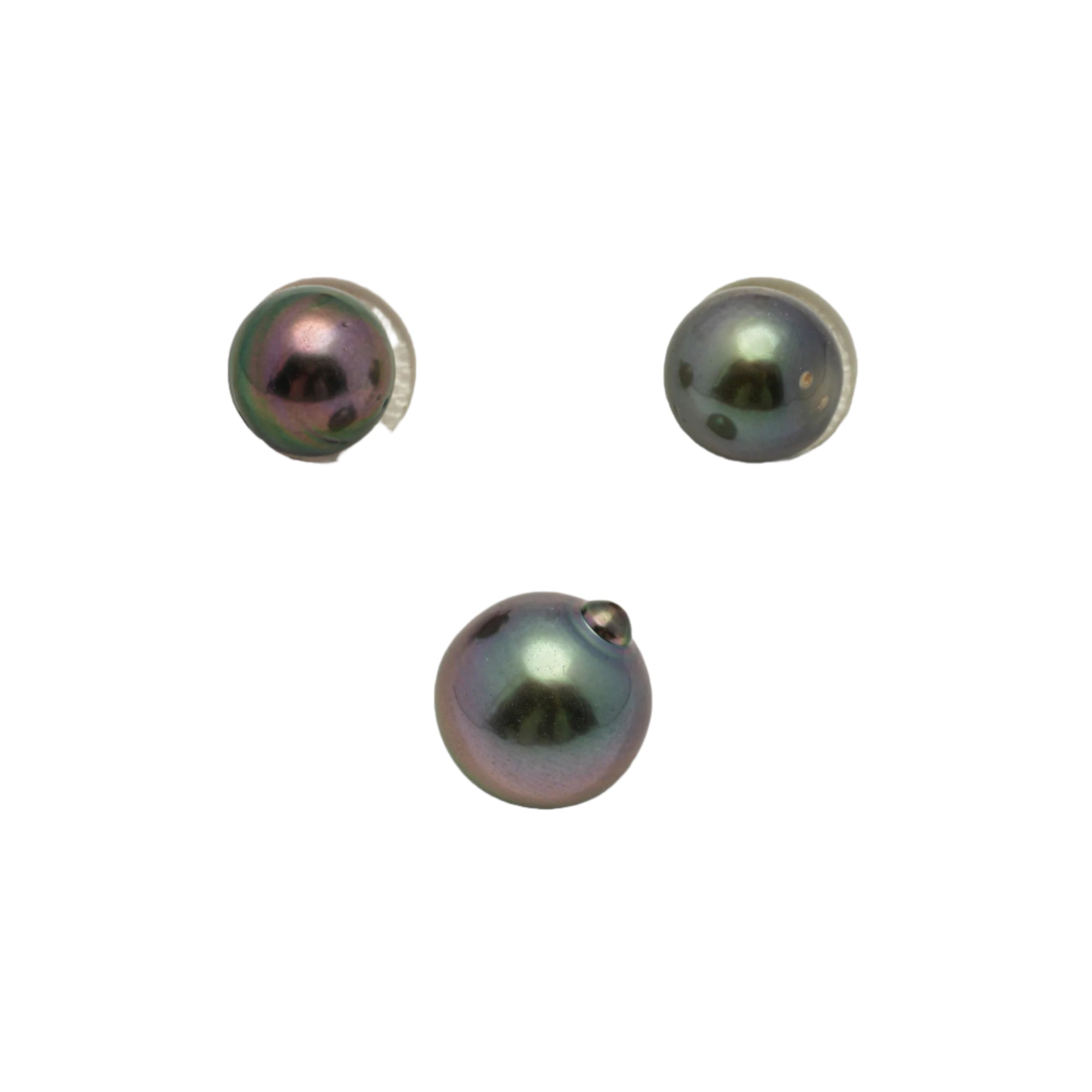 3pcs "Top Luster" Multicolor 9.6-12.2mm - SB/NR AAA/AA Quality Tahitian Pearl Trio Set ER1259