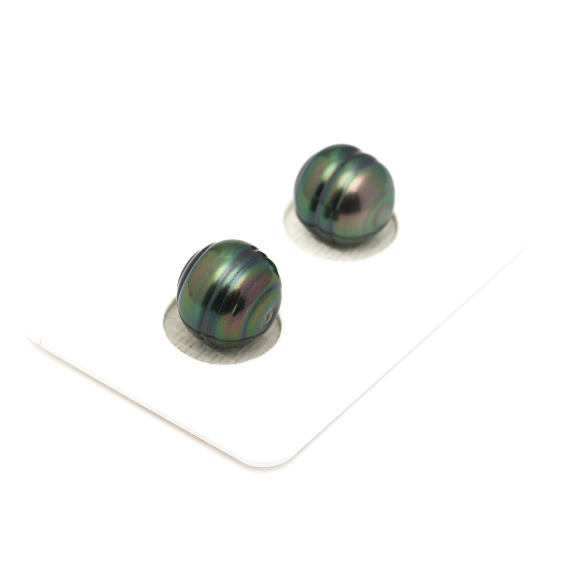 2pcs "High Luster" Green 10.3-11mm - CL AAA Quality Tahitian Pearl Pair ER1859 LP1