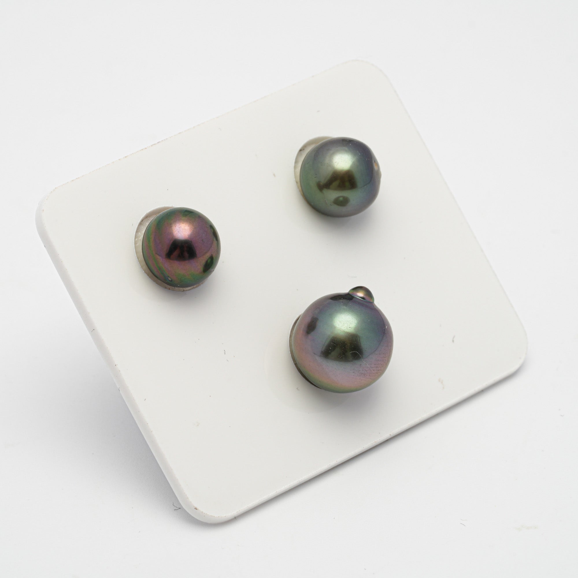 3pcs "Top Luster" Multicolor 9.6-12.2mm - SB/NR AAA/AA Quality Tahitian Pearl Trio Set ER1259