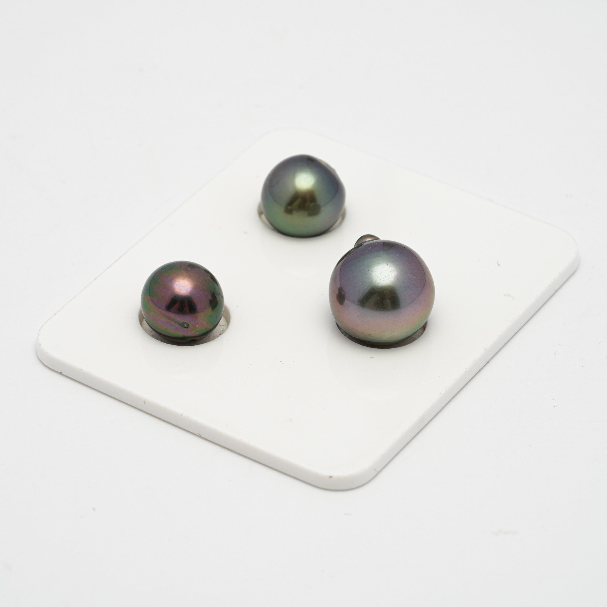 3pcs "Top Luster" Multicolor 9.6-12.2mm - SB/NR AAA/AA Quality Tahitian Pearl Trio Set ER1259