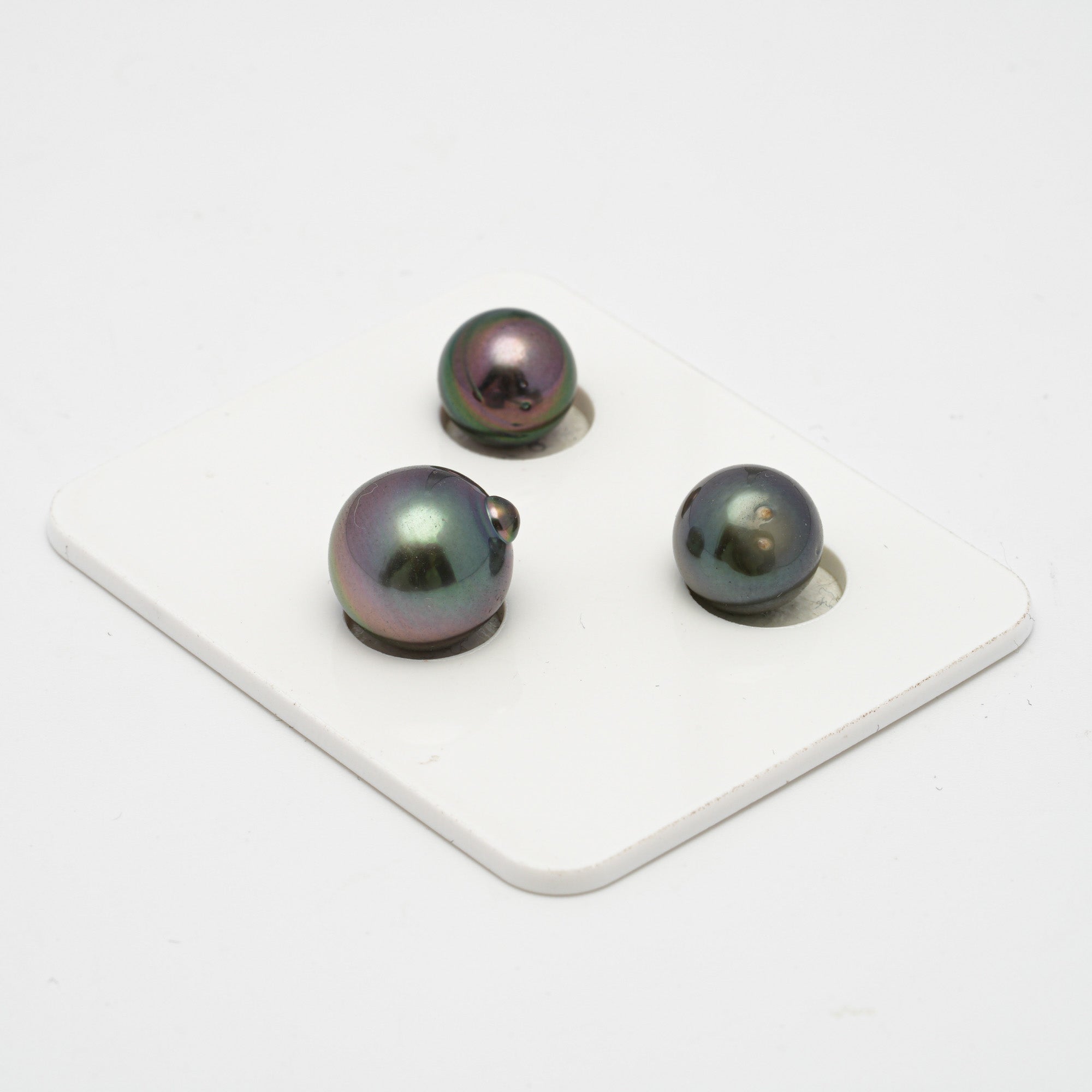 3pcs "Top Luster" Multicolor 9.6-12.2mm - SB/NR AAA/AA Quality Tahitian Pearl Trio Set ER1259