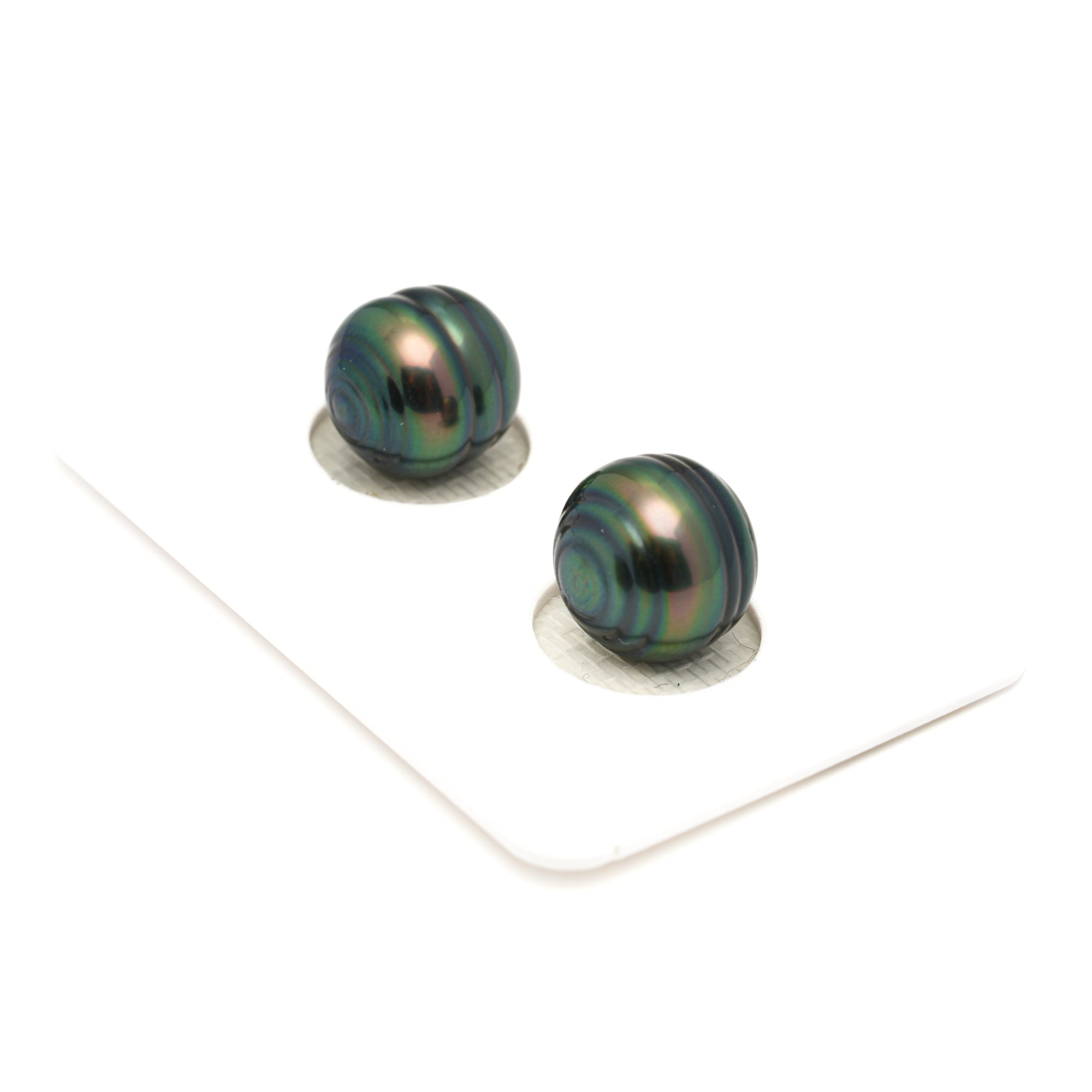 2pcs "High Luster" Green 10.3-11mm - CL AAA Quality Tahitian Pearl Pair ER1859 LP1