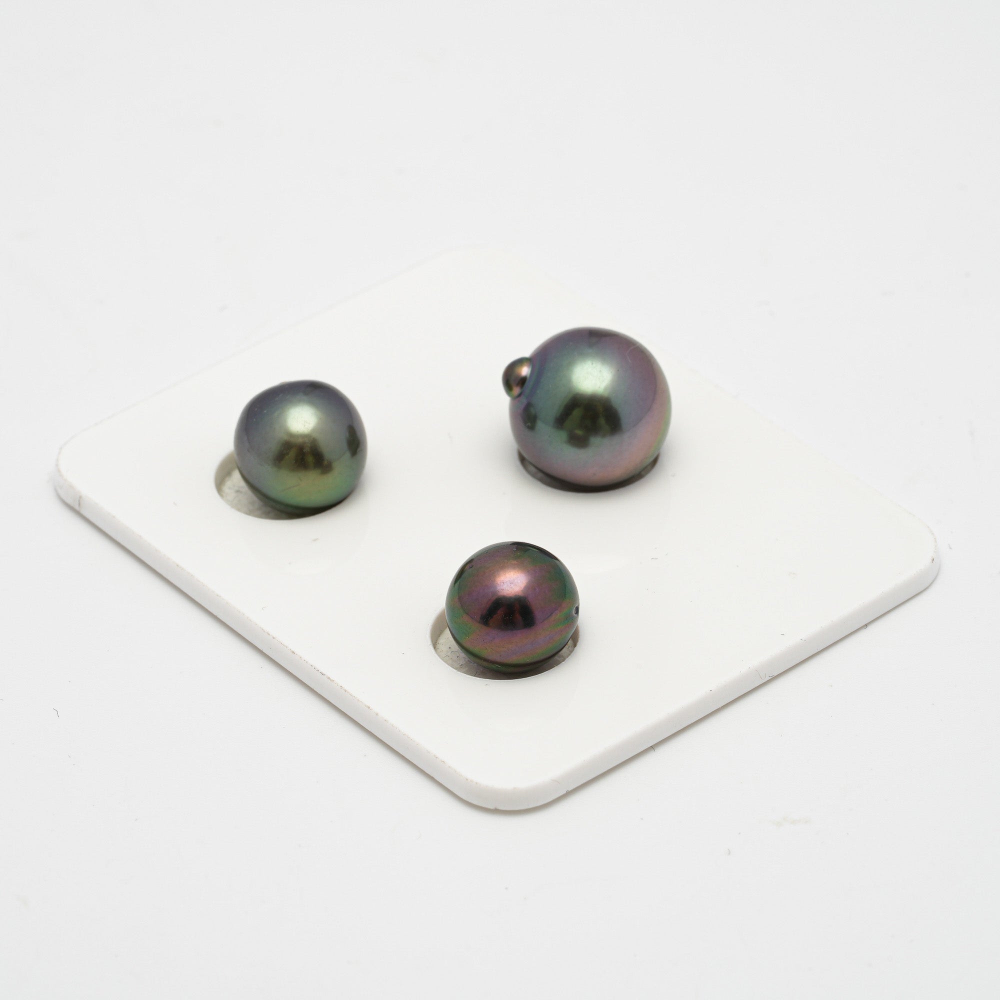 3pcs "Top Luster" Multicolor 9.6-12.2mm - SB/NR AAA/AA Quality Tahitian Pearl Trio Set ER1259