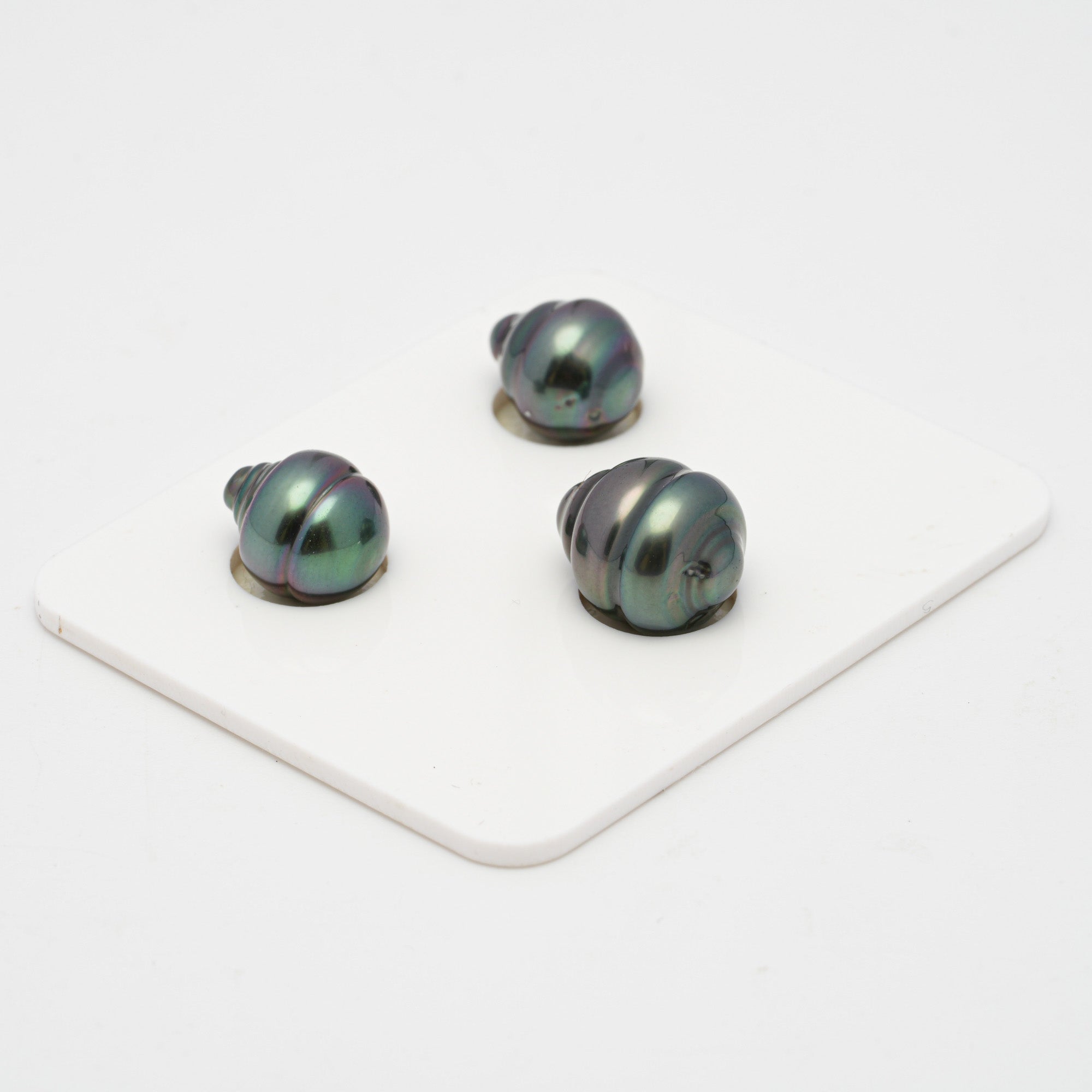3pcs "High Luster" Green 9.8-11mm - CL AAA Quality Tahitian Pearl Trio Set ER1382 OR7