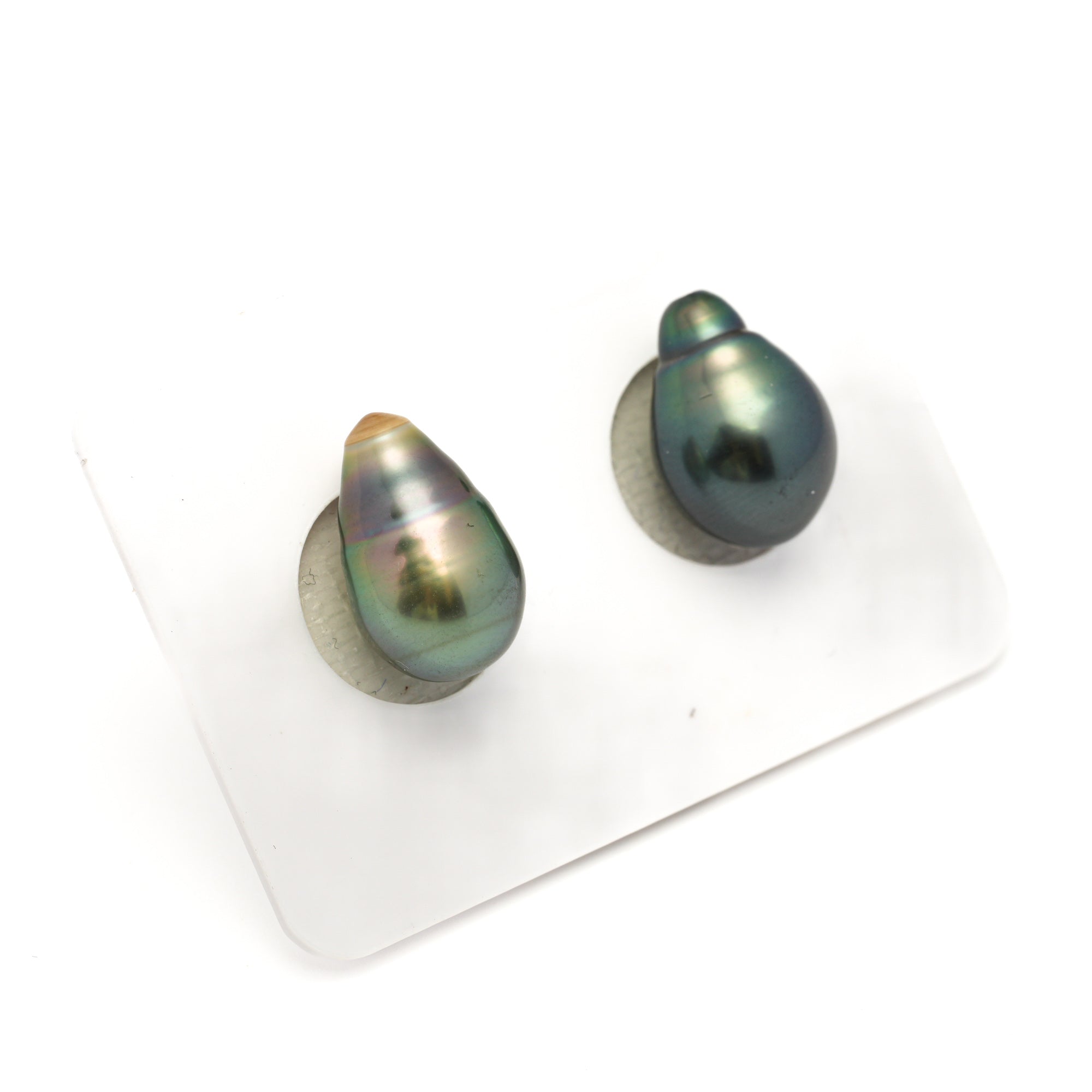 2pcs "High Luster" Multicolor 9.3-10mm - SB AAA Quality Tahitian Pearl Pair ER1874 LP1