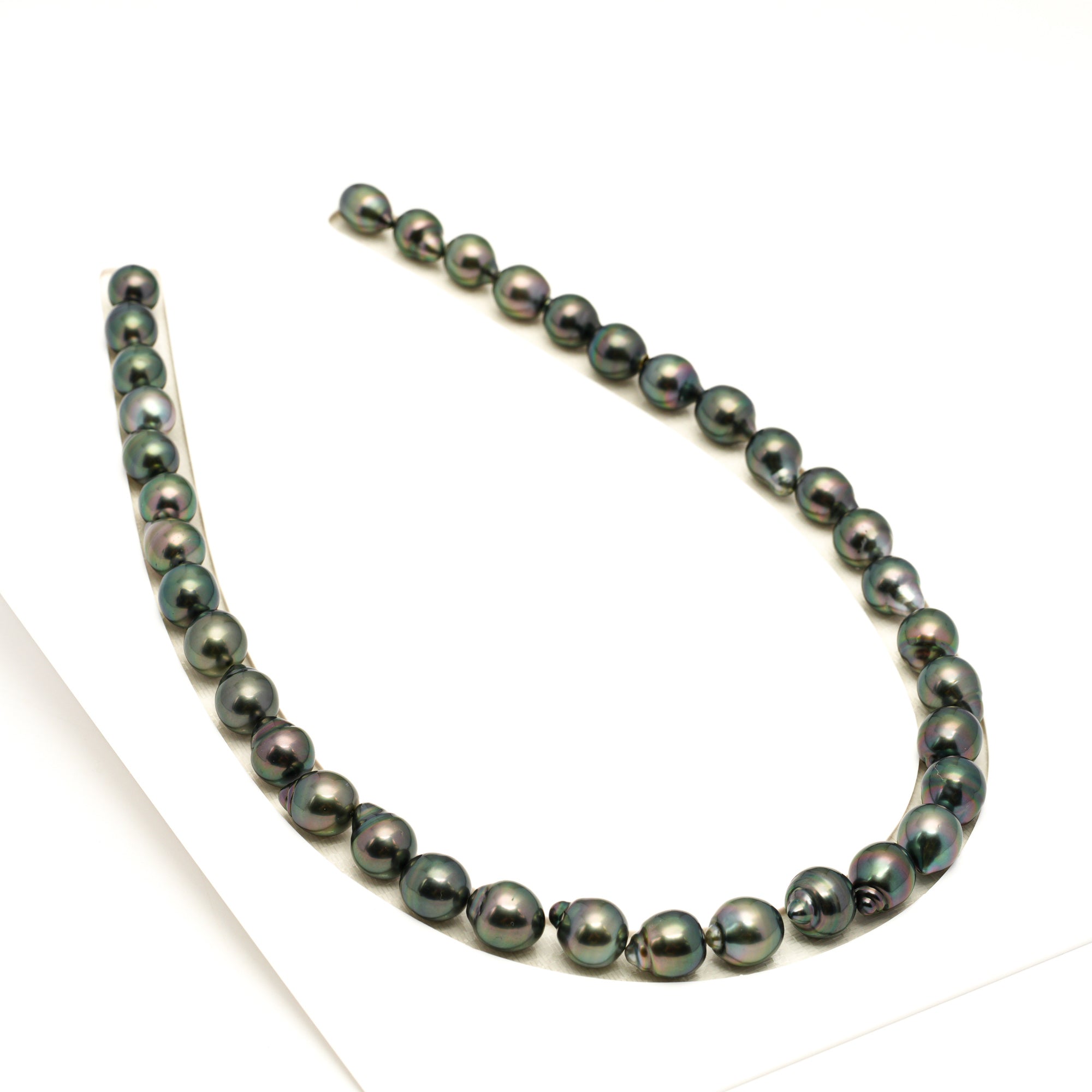 37pcs Green 8-11mm - SB AAA/TOP Quality Tahitian Pearl Necklace NL1786 LP2