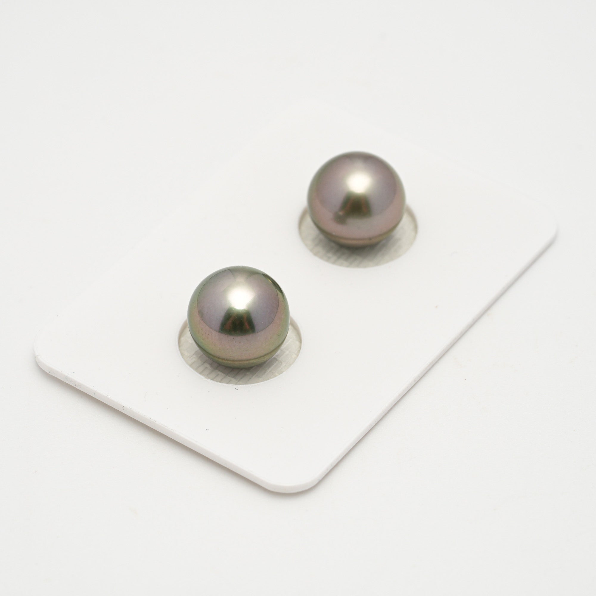 2pcs Olive Green 10.1mm - SR AAA Quality Tahitian Pearl Pair ER1599 OR11